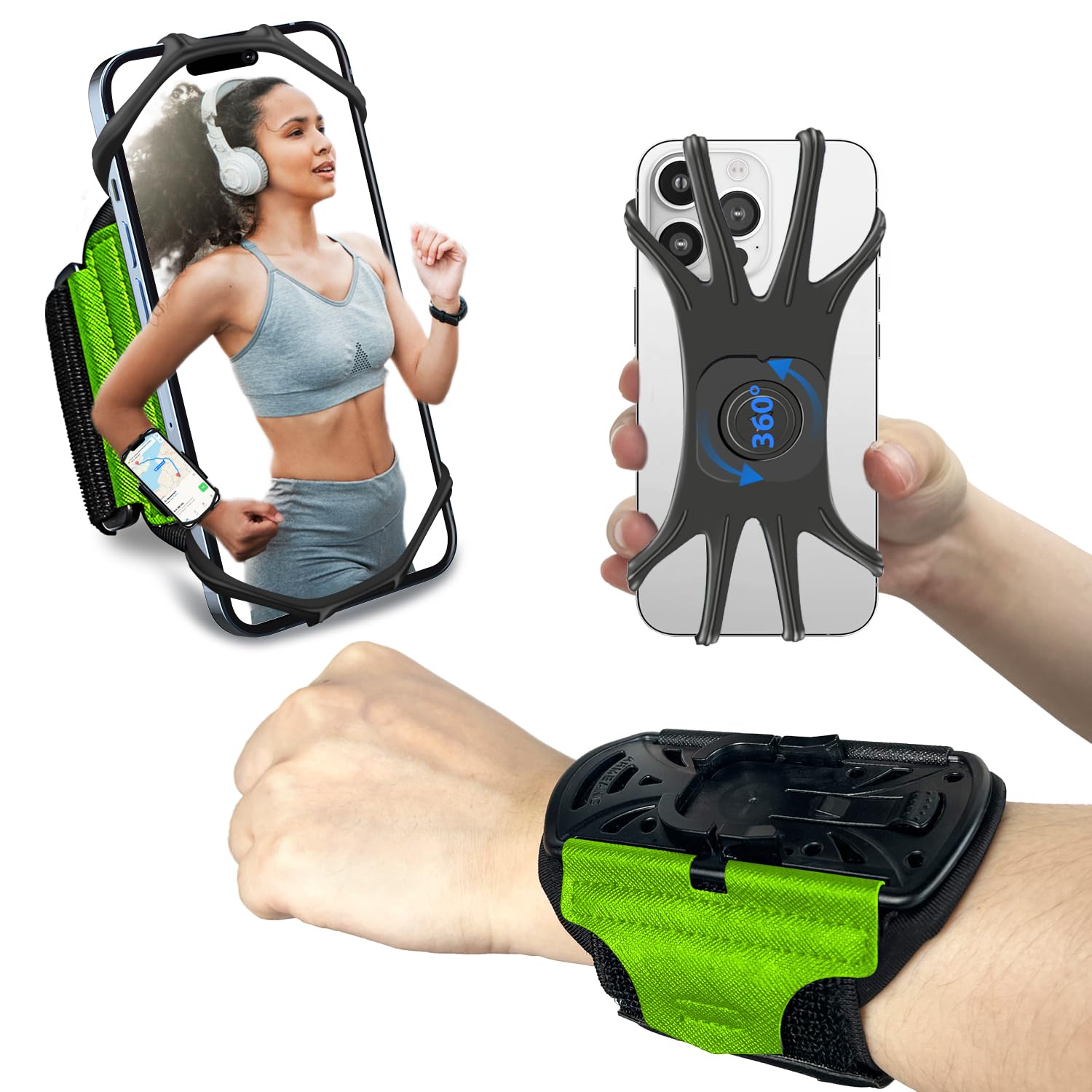 Wristband Phone Holder for Running,?360 Rotatable & Upgrade Anti-Drop? Forearm Armband for iPhone 16/15/14/Pro/Mini/12/11/SE/XR 