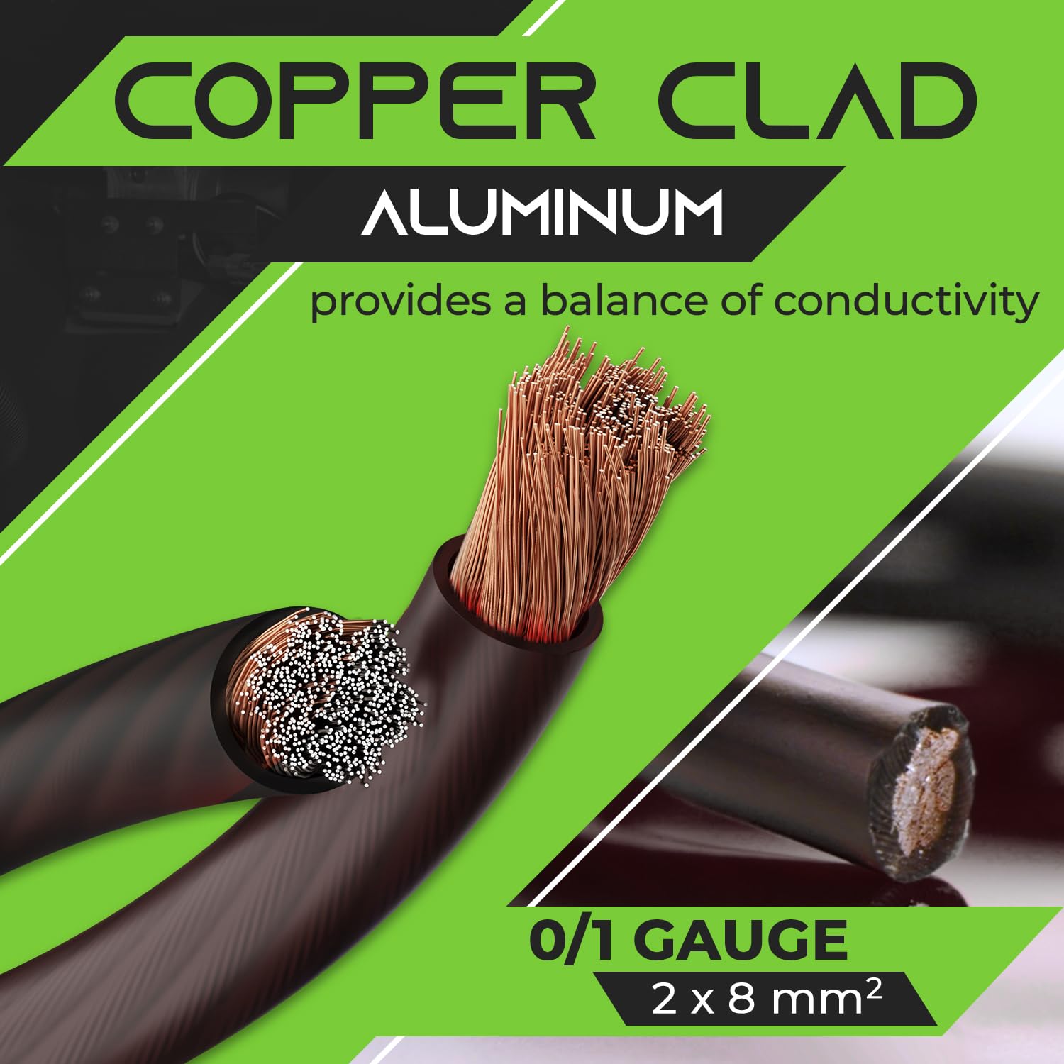 Gearit 1/0 Gauge Wire (25Ft   Black Translucent) Copper Clad Aluminum Cca   Primary Automotive Wire Power/Ground, Battery Cable,