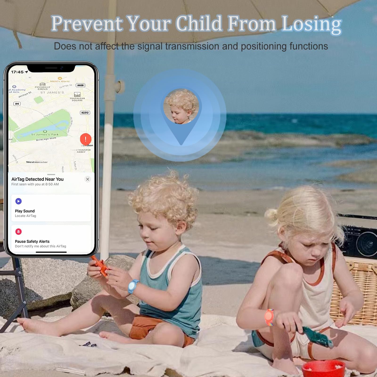 Yoyds 3 Pack Airtag Bracelet For Kids,Adjustable Stretchy Nylon Air Tag Holder For Kids With Anti Lost Apple Air Tag Case Loop F