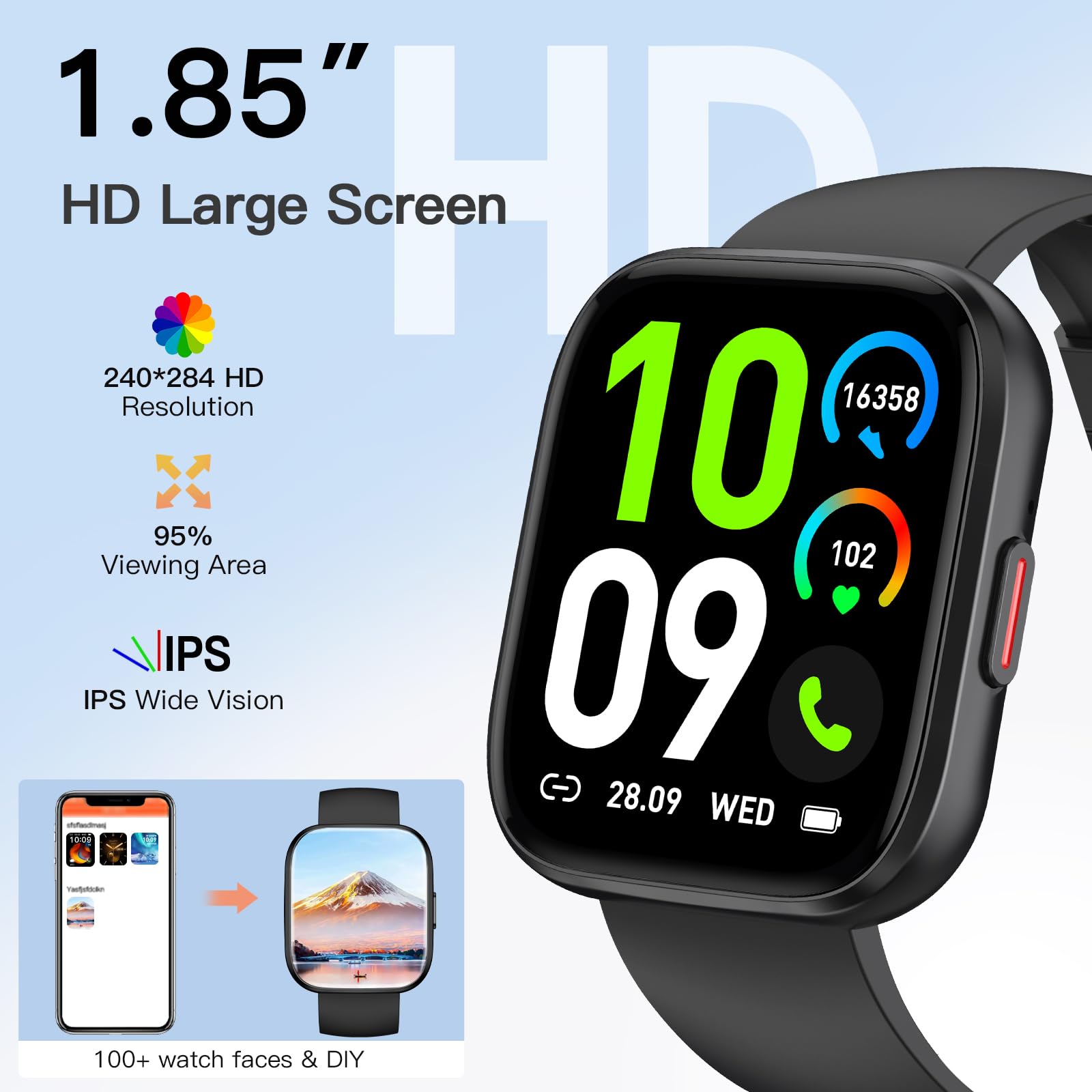 Paukila Smart Watches For Men Answer/Make Calls, 1.85 ' ' Fitness Watch With Heart Rate/Sleep Tracker, Activity Tracker, Pedomet