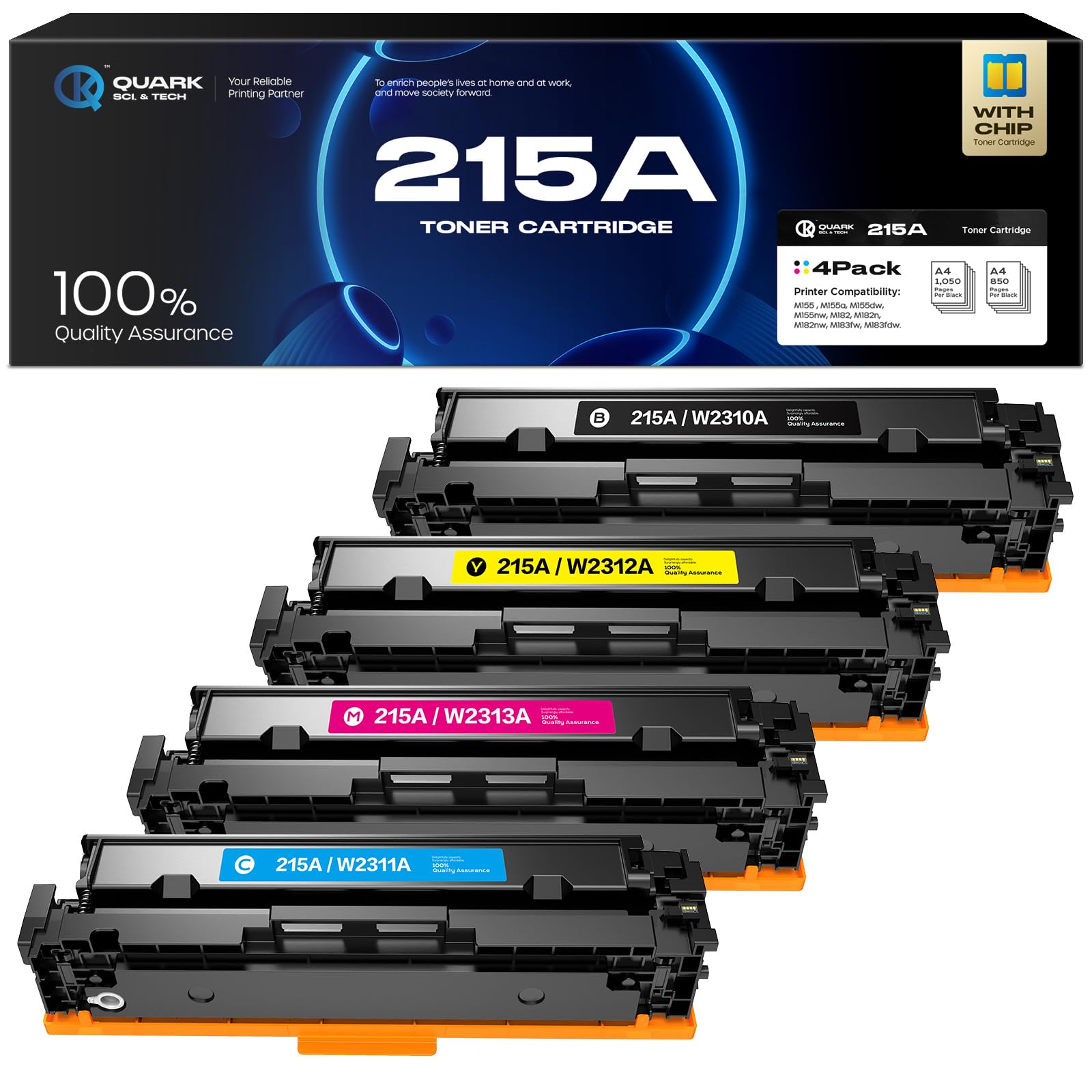 215A W2310A Toner Cartridges High Yield (with Chip) Compatible with HP 215 A W2311A W2312A W2313A for Color Laserjet Pro MFP M18