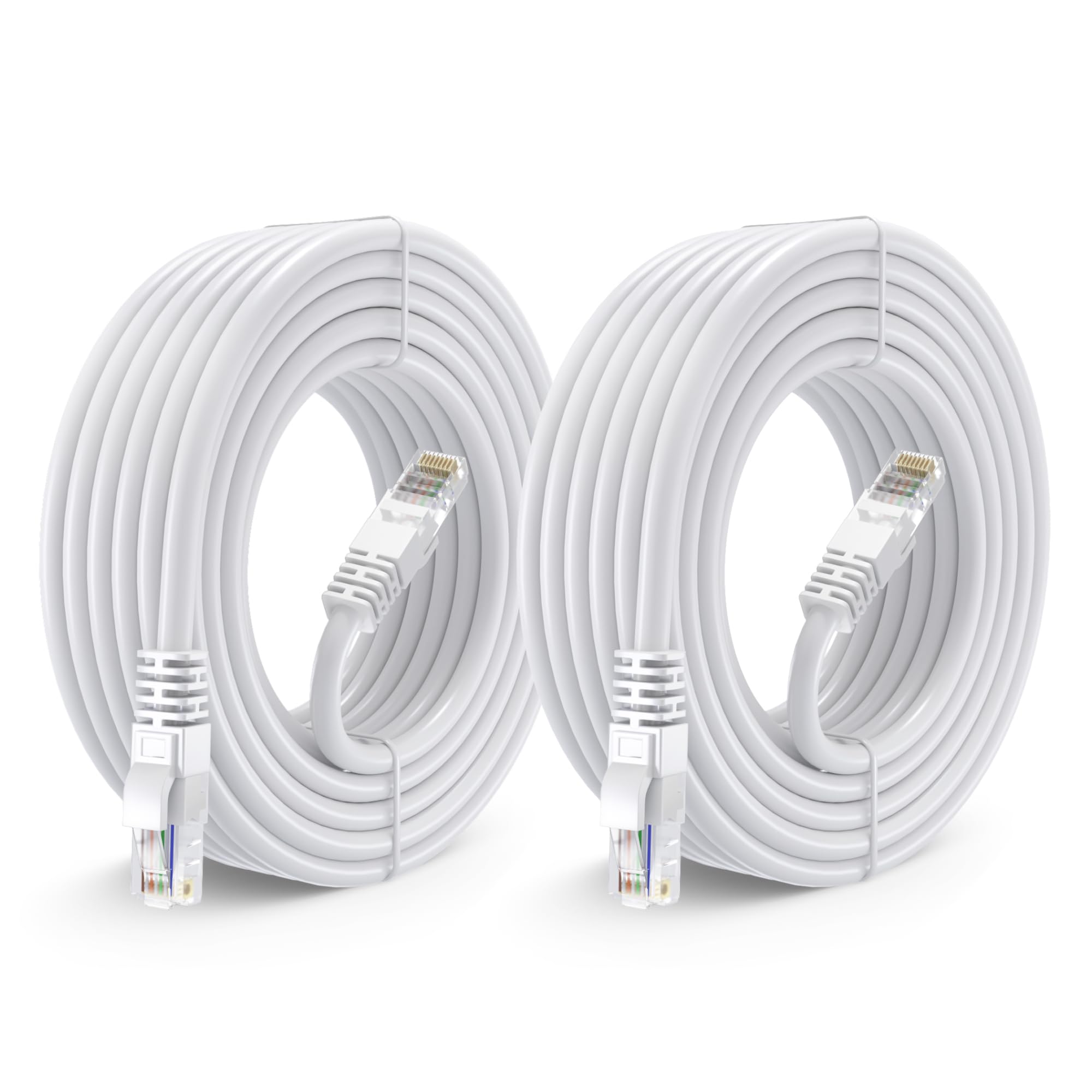 Maximm Cat 6 Ethernet Cable 30 Ft (2 Pack)   High Speed Lan Cable, Internet Cable, Patch Cable, And Network Cable   Utp, 10Gbps, 550Mhz Cat6 Cable   White