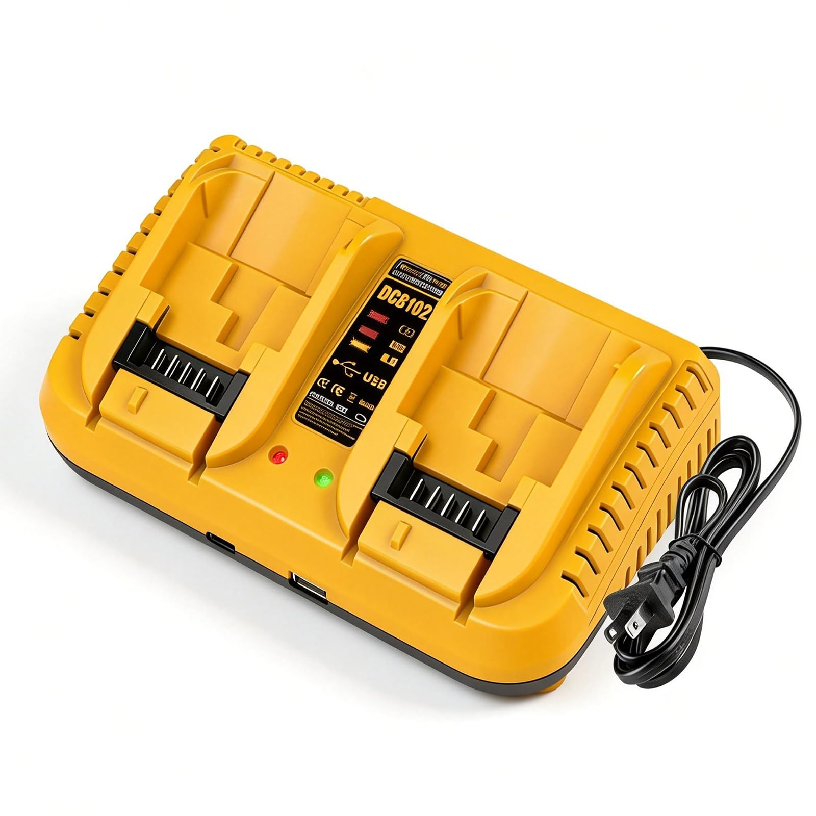 Burhenten DCB102 20V Max Battery Charger Replacement for Dewalt,Dual Port Charger Compatible with Dewalt 12V-20V Batteries, with