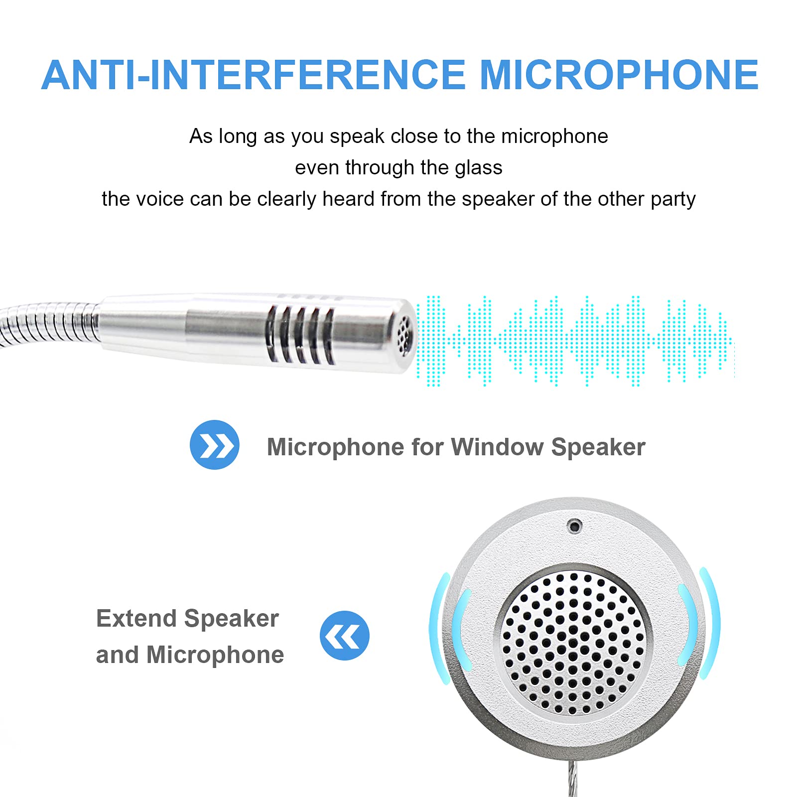 Calltou Window Speaker Intercom System,Anti Interference Intercommunication Talk Through Glass Window,Intercom System For Business,Bank,Office,Hospital,Counter,Store,Station,Medical Center
