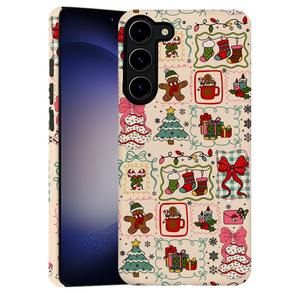 Case for Samsung Galaxy S23,Christmas Tree Gingerbread Man Phone Case Military-Grade Drop Protection Cover for Women Girl - Fros