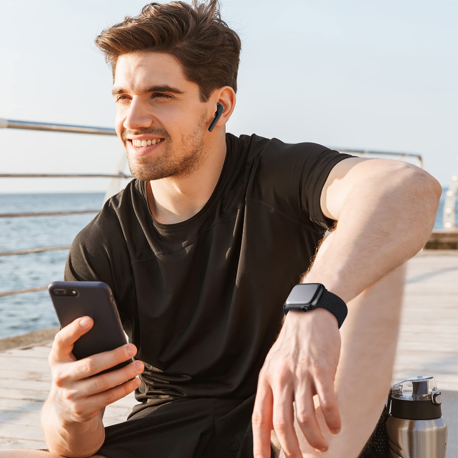 Daqin 4 Pack Braided Solo Loop Bands Compatible With Apple Watch Band 38Mm 40Mm 41Mm Women Men, Adjustable Stretchy Nylon Bands