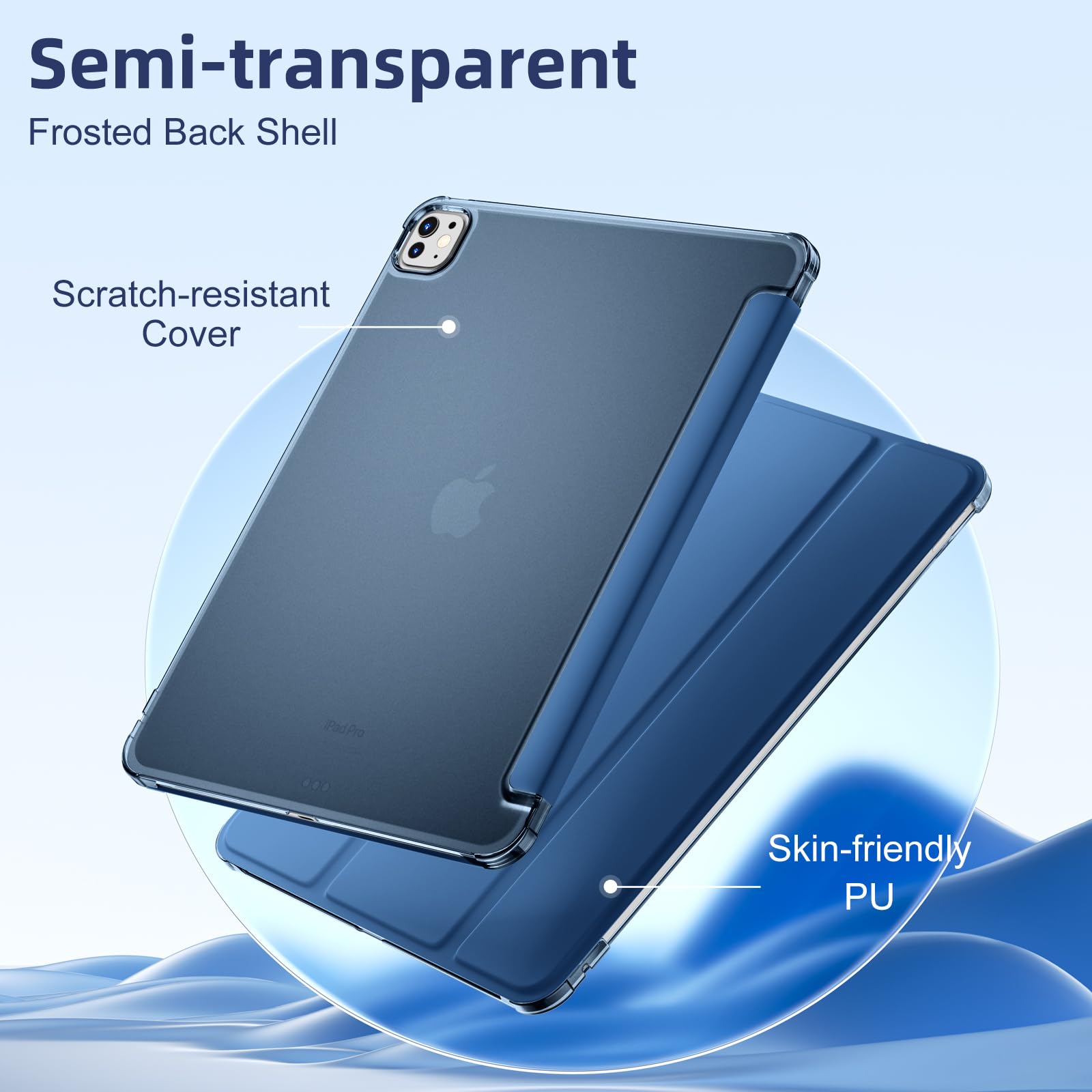 Mastten For Ipad Pro 13 Inch Case 2024 M4, Slim Trifold Stand For Ipad 13 Pro Case, Hard Pc Translucent Back Shell Cover For Ipa