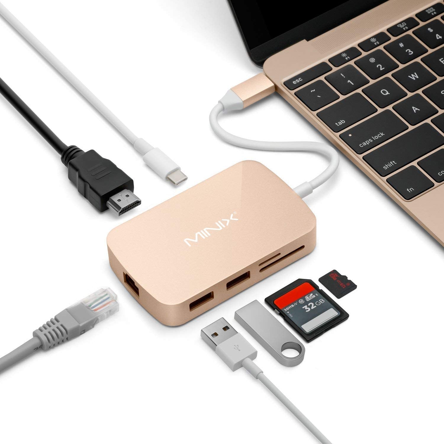 MINIX AC NEOCXGR USBC Hub Multiport Adapter w HDMI 1.4 Gray iOS Win Linux