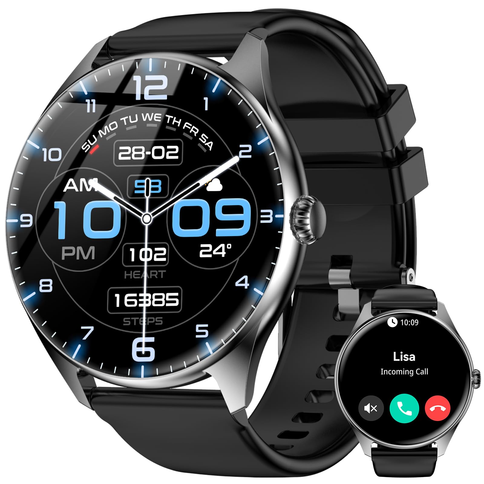 Smart Watches for Men Women, 1.43 AMOLED Display Smartwatch with 7-Day Battery, 120+ Sport Modes, Bluetooth Calls, Heart Rate/Sl