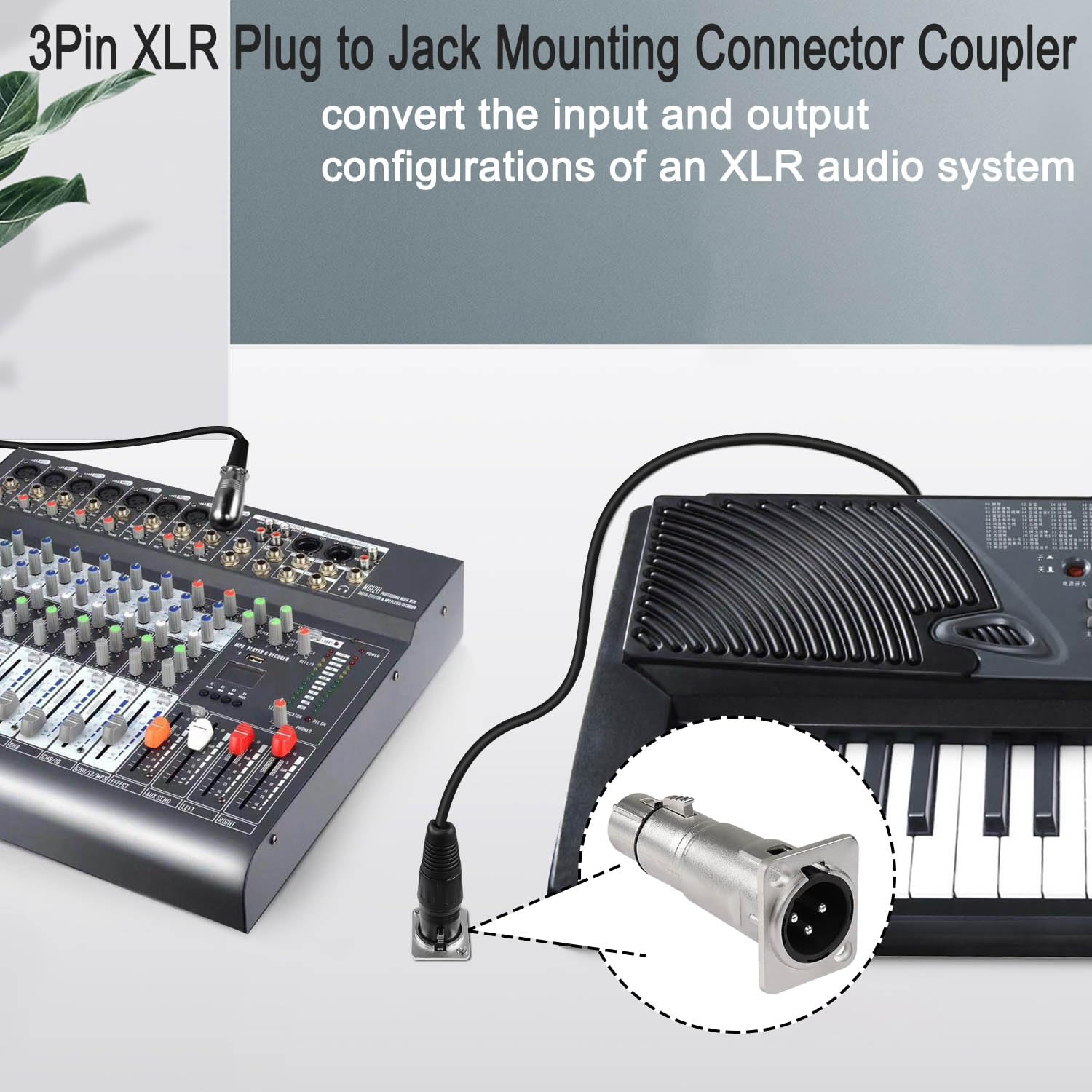 Qianrenon Xlr Male To Female Panel Mount Adapter - 3Pin Plug To Jack Connector, Feedthrough Bulkhead Coupler For Mic Sound Mixer