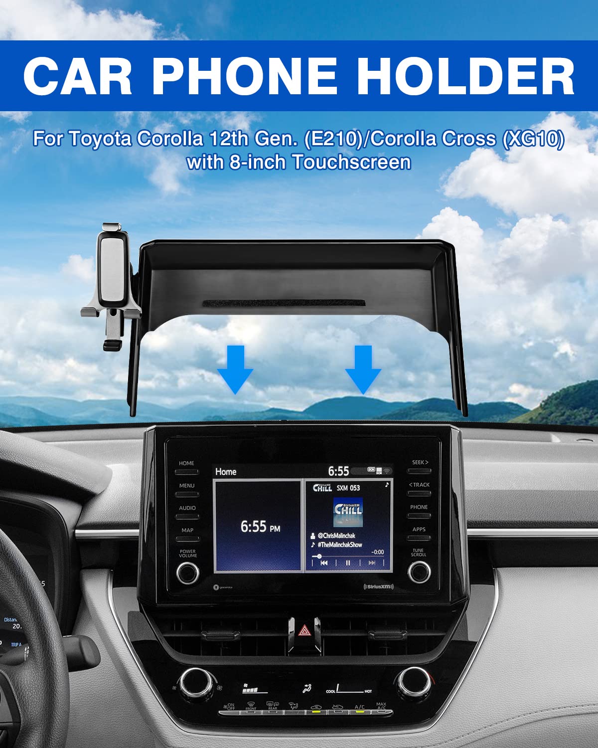 Autorder Car Phone Holder For Toyota Corolla 2019-2025/Corolla Cross 2022 2023 2024 2025 Accessories Air Vent Screen Fixed Clip