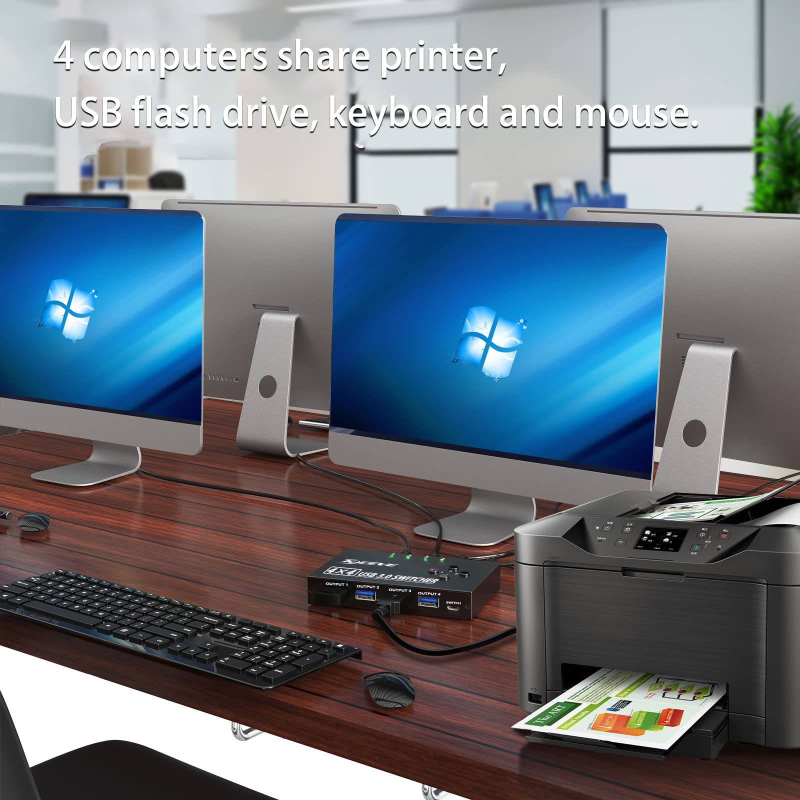 Usb 3.0 Switch Selector 4 Port,Mleeda Kvm Switcher 4 Computers Sharing 4 Usb Devices,Usb Peripheral Switcher For Keyboard Mouse