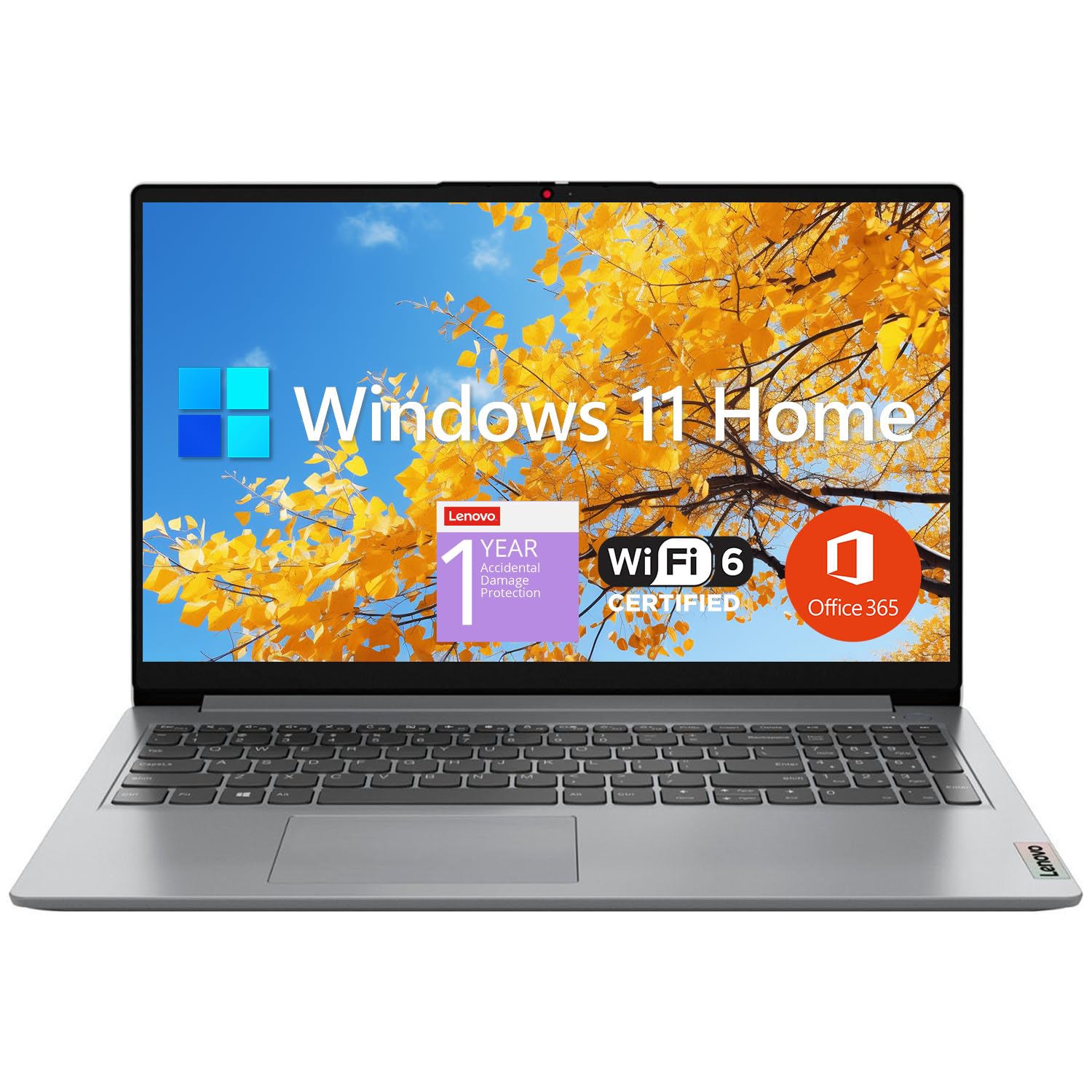 Lenovo IdeaPad 1 Student Laptop, 15.6 FHD Display, Intel Dual Core Processor, 12GB RAM, 256GB SSD + 128GB eMMC, 1 Year Office 36