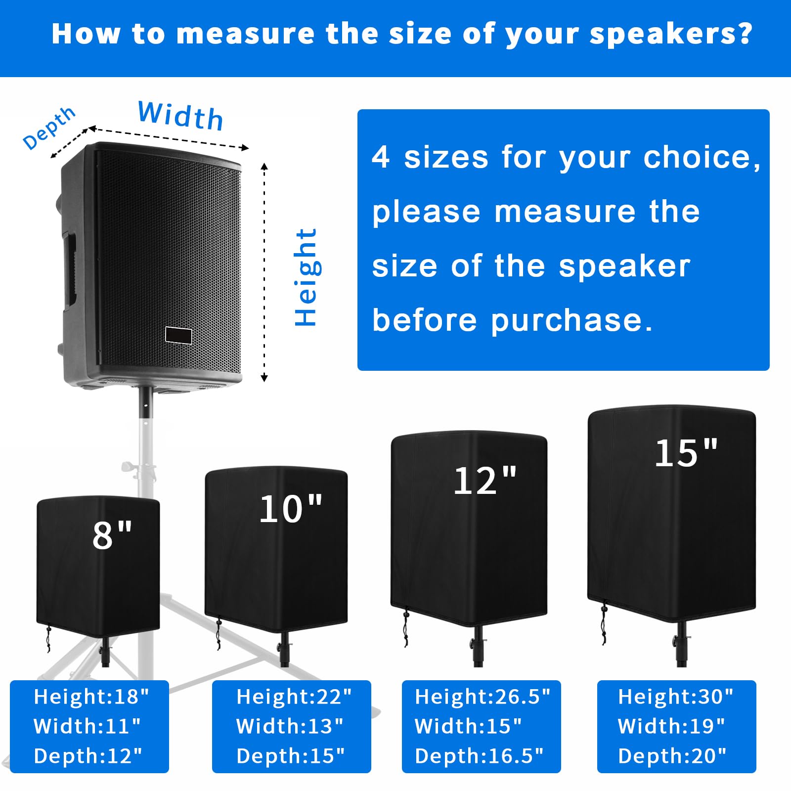 Yexcend Speaker Cover For 12 Inch Pa/Dj Powered Speaker Mounted On Stand, Outdoor Speaker Covers Uv Protection Water Resistant D