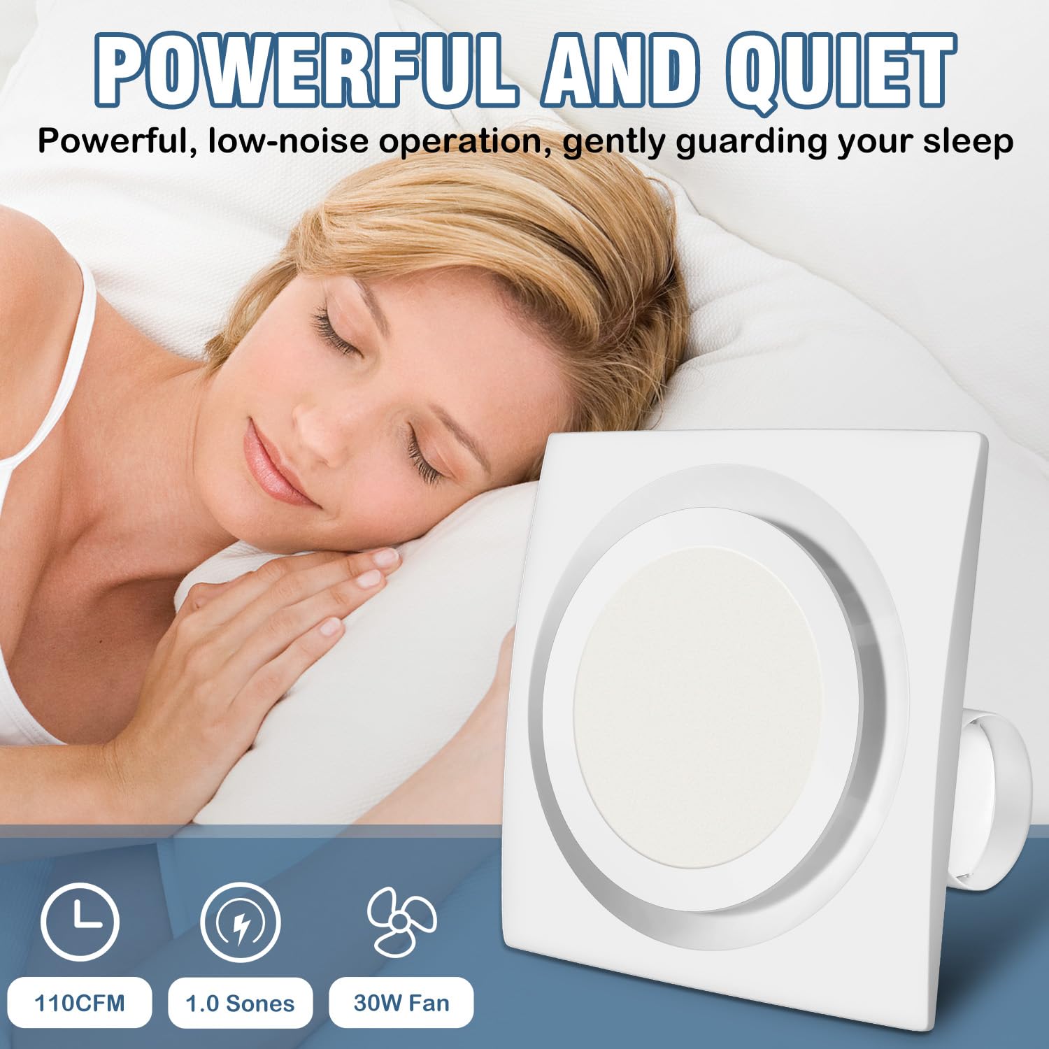 Heromind Bathroom Exhaust Fan With Light, 110 Cfm, 1.0 Sones, 12.16    Ceiling Vent Fan With 20W Led Light, 3 Adjustable Color T
