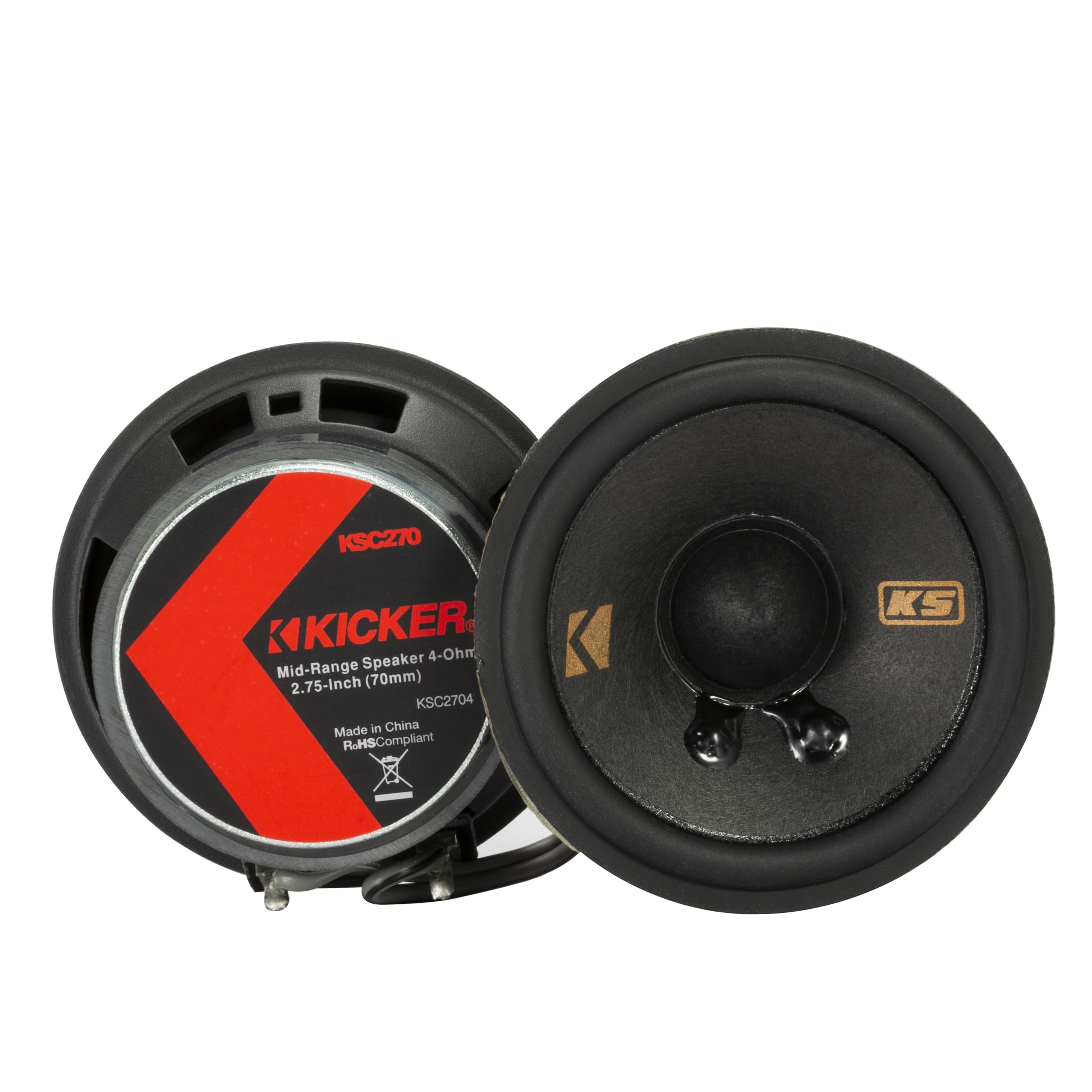 Kicker 51Ksc2704 Middler Speaker System, Full Range Design, One (1) Pair, 2.75'' (70Mm) Uv Treated Midrange/Tweeter, Tough Rubbe