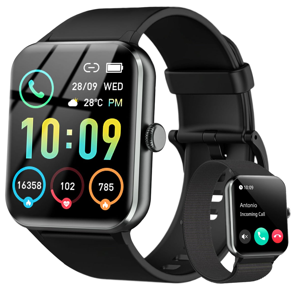 Iowodo Smart Watch(Answer/Make Call), 1.85'' Smartwatch For Men Women, 100+ Sport Modes, Pedometer, Ip68 Waterproof Fitness Trac