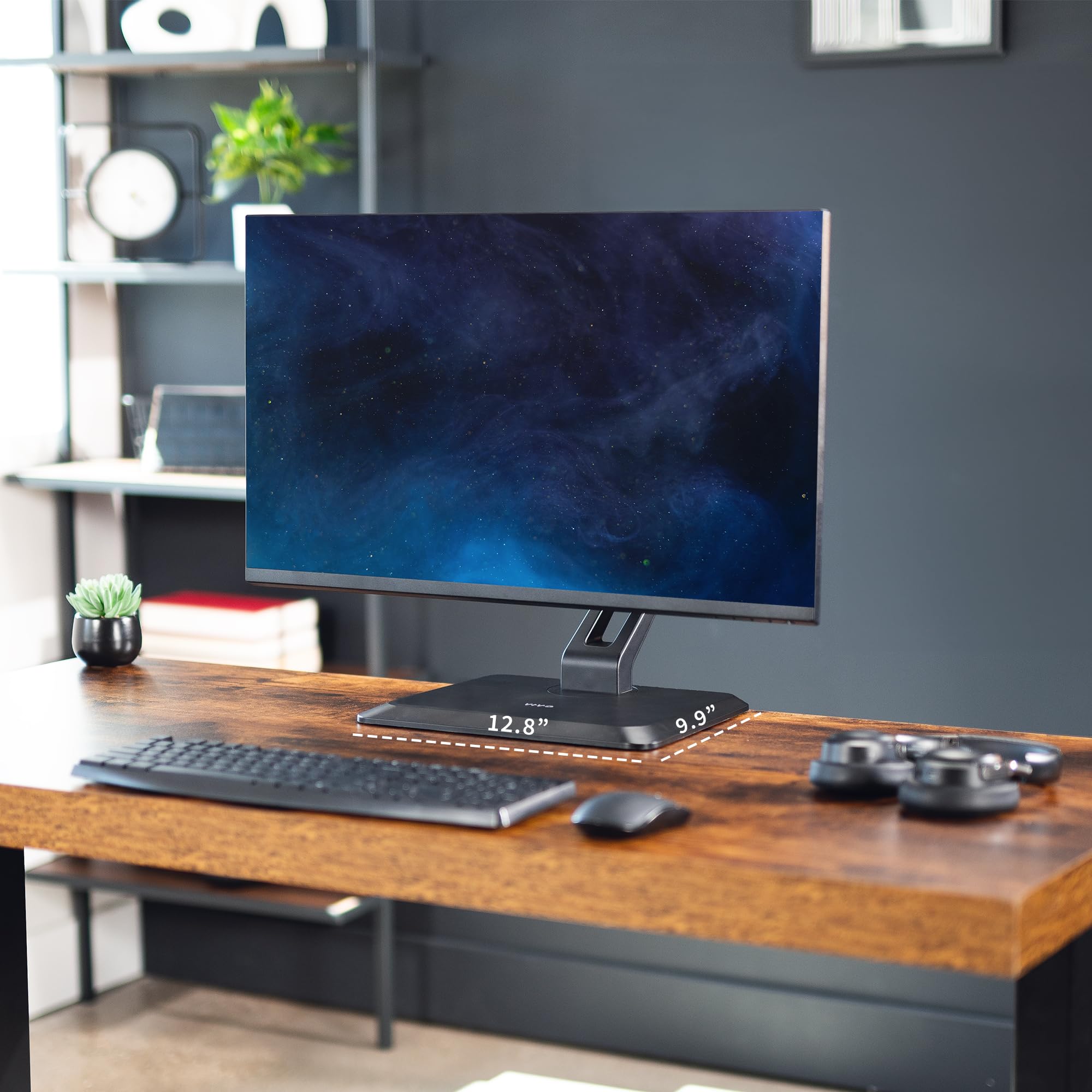 VIVO Premium Single 17 to 32 inch VESA Monitor and Touch Screen Desk Stand with Rotating Base, Freestanding Pneumatic Height Adjustable Arm, Black, STAND V001R