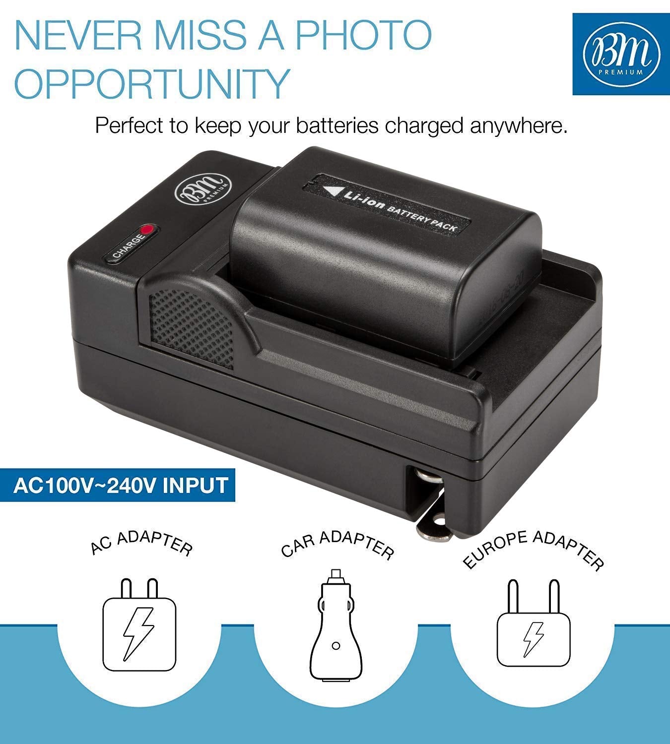 Bm Premium Pack Of 2 Np Fv50 Batteries And Battery Charger For Sony Fdr Ax53, Hdr Cx675/B, Hdr Cx455/B, Hdr Cx330, Hdr Cx380, Hd