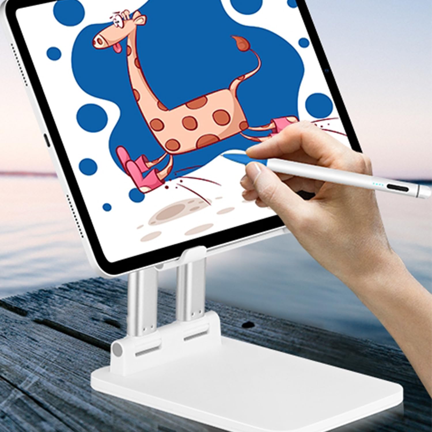 Pepper Jobs Tablet Stand, Portable Monitor Stand 6.69 * 4.72'' Wide, Dual Tube Foldable & Adjustable, Ipad Stand Compatible With