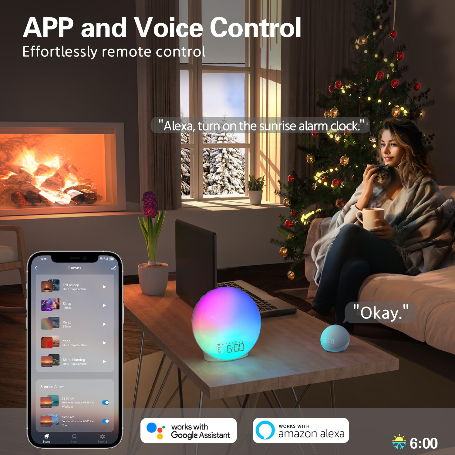 Momilla Sunrise Alarm Clock, Smart Wake Up Light Compatible With Alexa, Dual Alarms With Fm Radio, Snooze Function For Heavy Sle