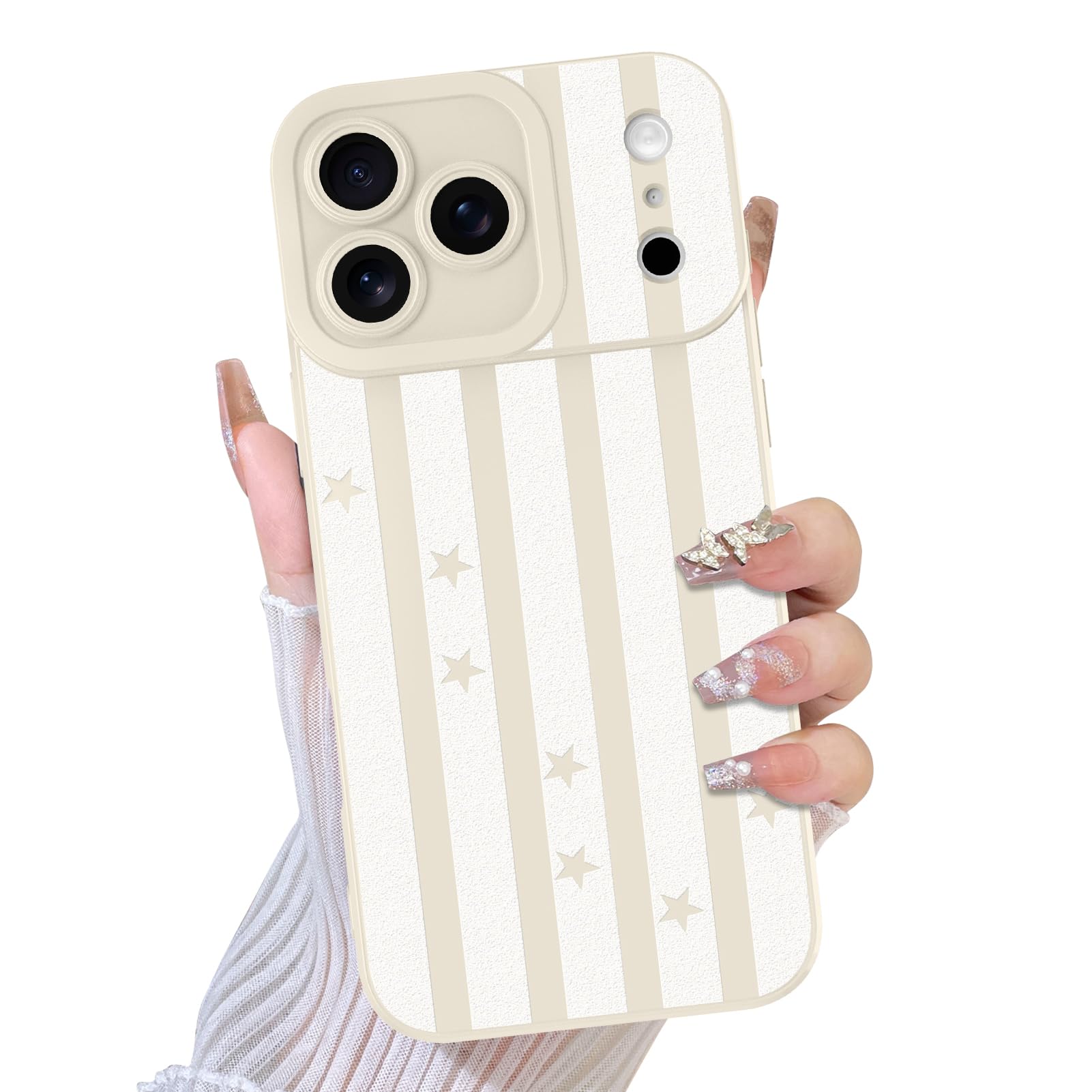 TEAUGHT Compatible with iPhone 17 Pro Max Case 2025 Cute Pattern Stripes Wave Ripple Shockproof Silicone Phone Cover for Girls W