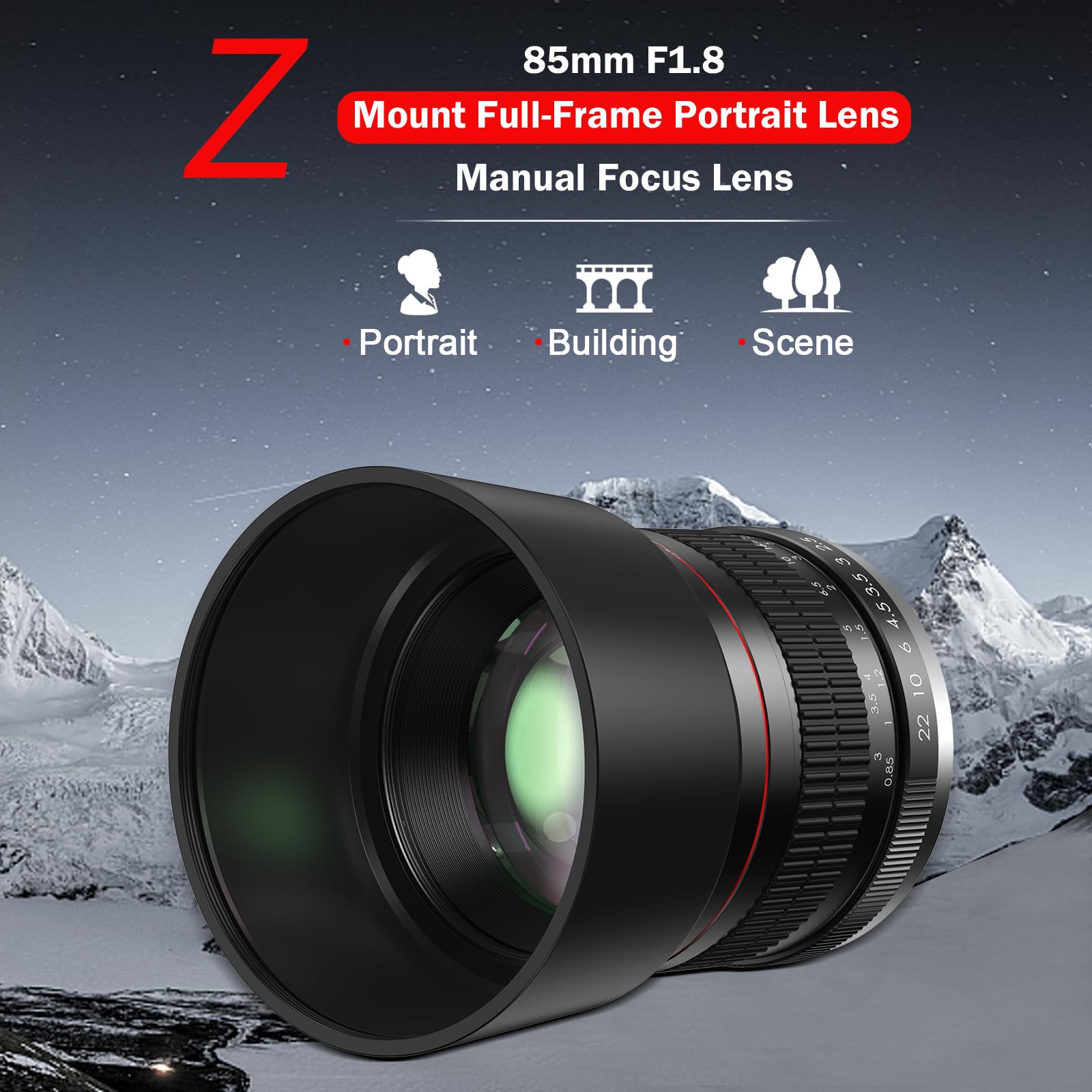 Benoison 85Mm F1.8 Portrait Lens   Z Lens For Nikon, 85Mm Lens Manual Focus Camera For Nikon Z9 Z8 Z7 Z7Ii Z6 Z6Ii Z5 Z30 Z50 Zf