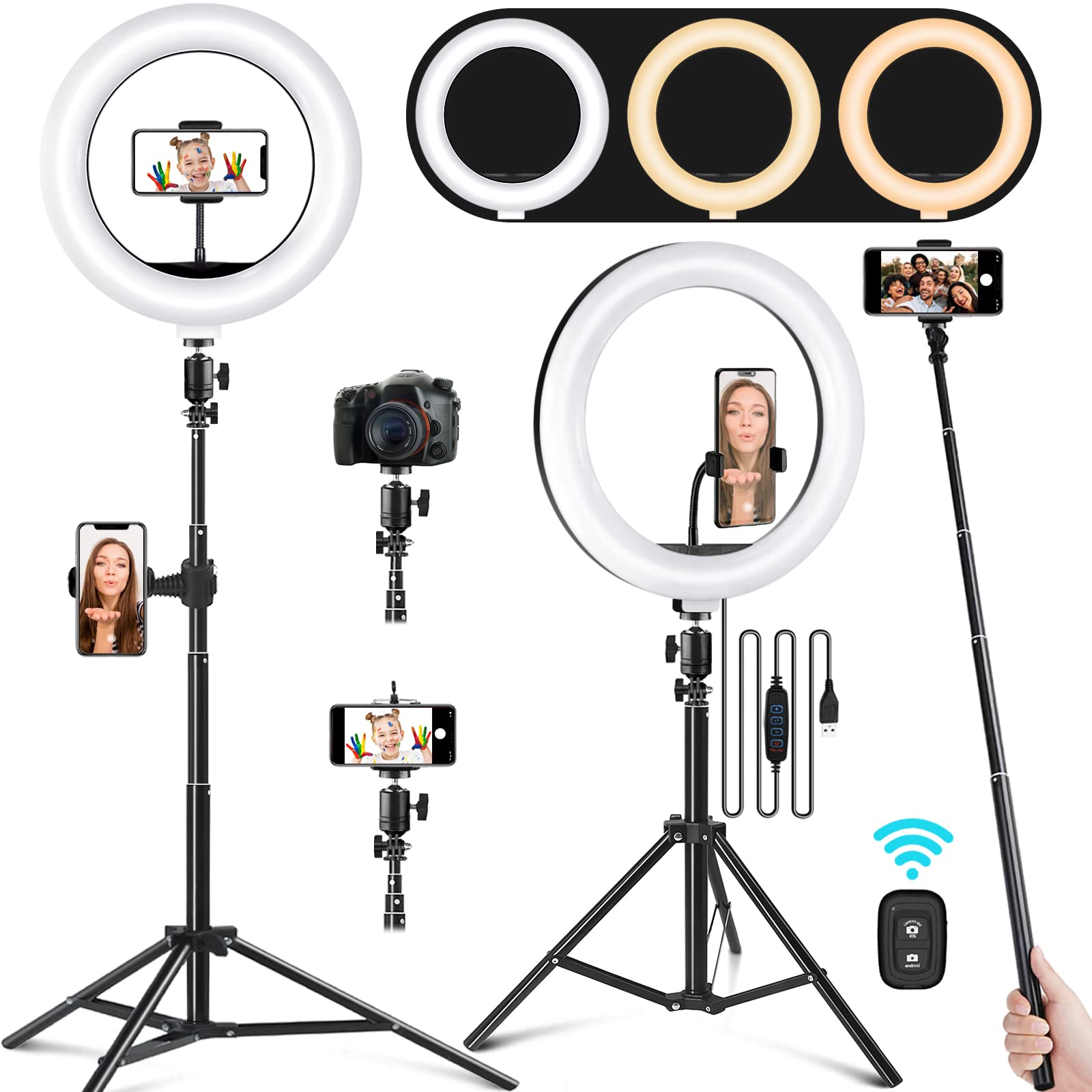 10.2 Ring Light Kit - Adjustable Tripod Stand, Dimmable LEDs for Makeup, Photography, TikTok, YouTube