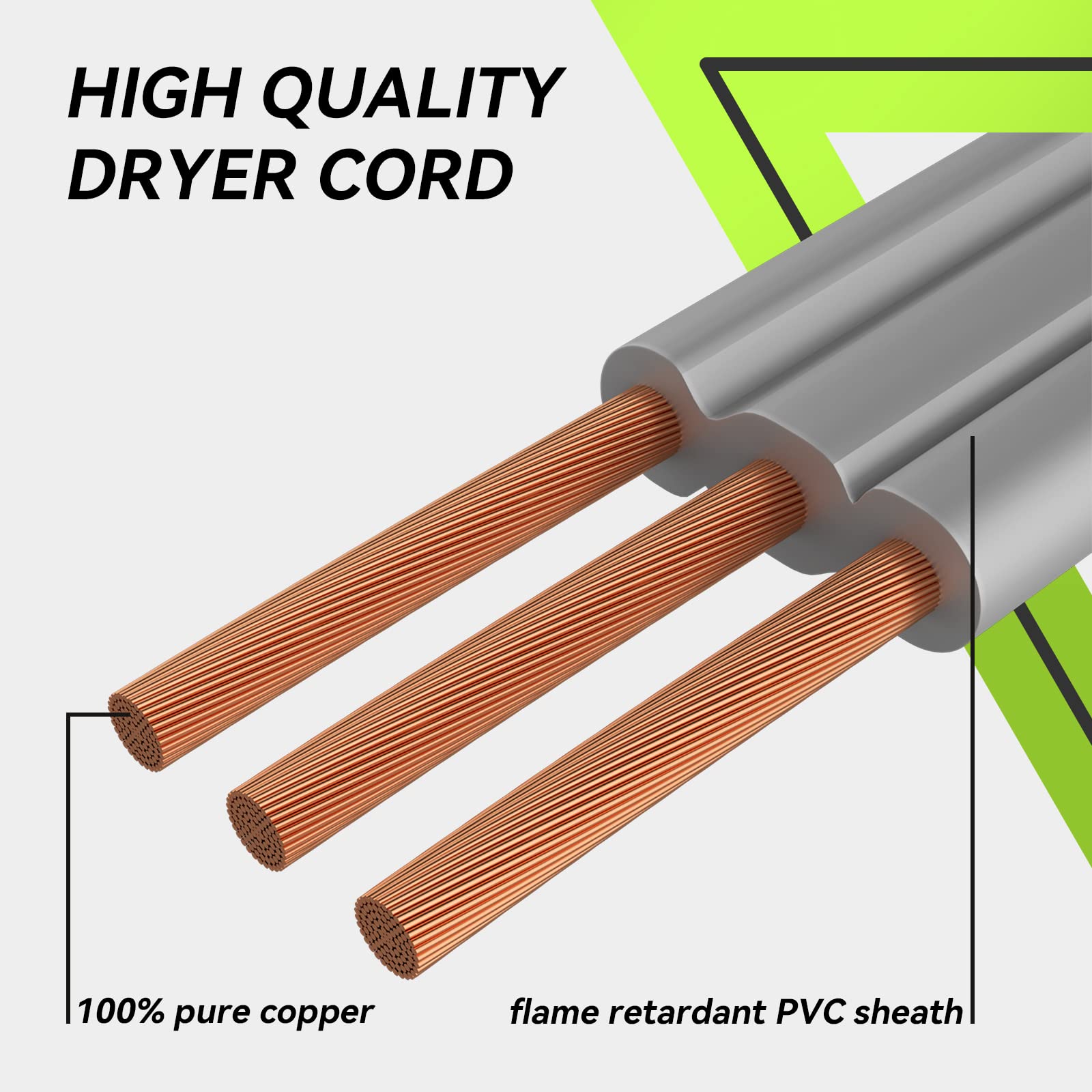 Rvmate 3 Prong Srdt Dryer Cord 5 Feet, 30 Amp Appliance Power Cord (Nema 10 30P To 3 Wire), 3 Wires With O Ring Terminal Connect