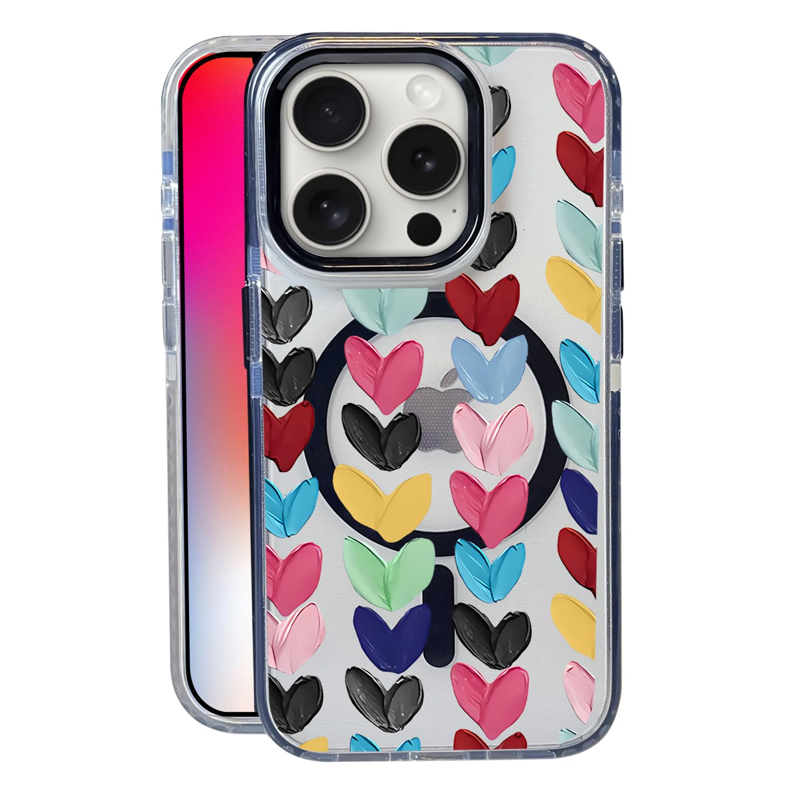 Nimeey Paint Heart for iPhone 13 Pro Case,MagSafe Compatible,Matte Soft Slim Shockproof Cover,Anti-Fingerprint,Anti-Yellowing,An