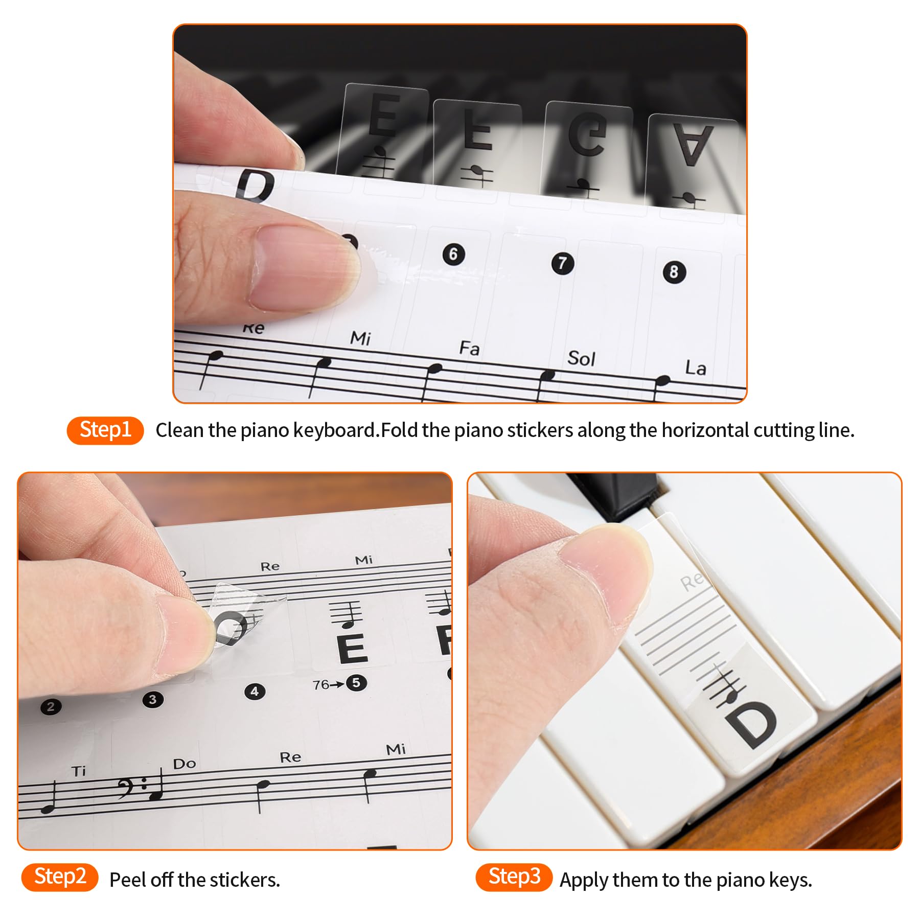 Runzoos Piano Key Stickers For 88/76/61/54/49 Keys, Removable Piano Stickers For Beginners, Piano Keyboard Stickers For Kids, Ke