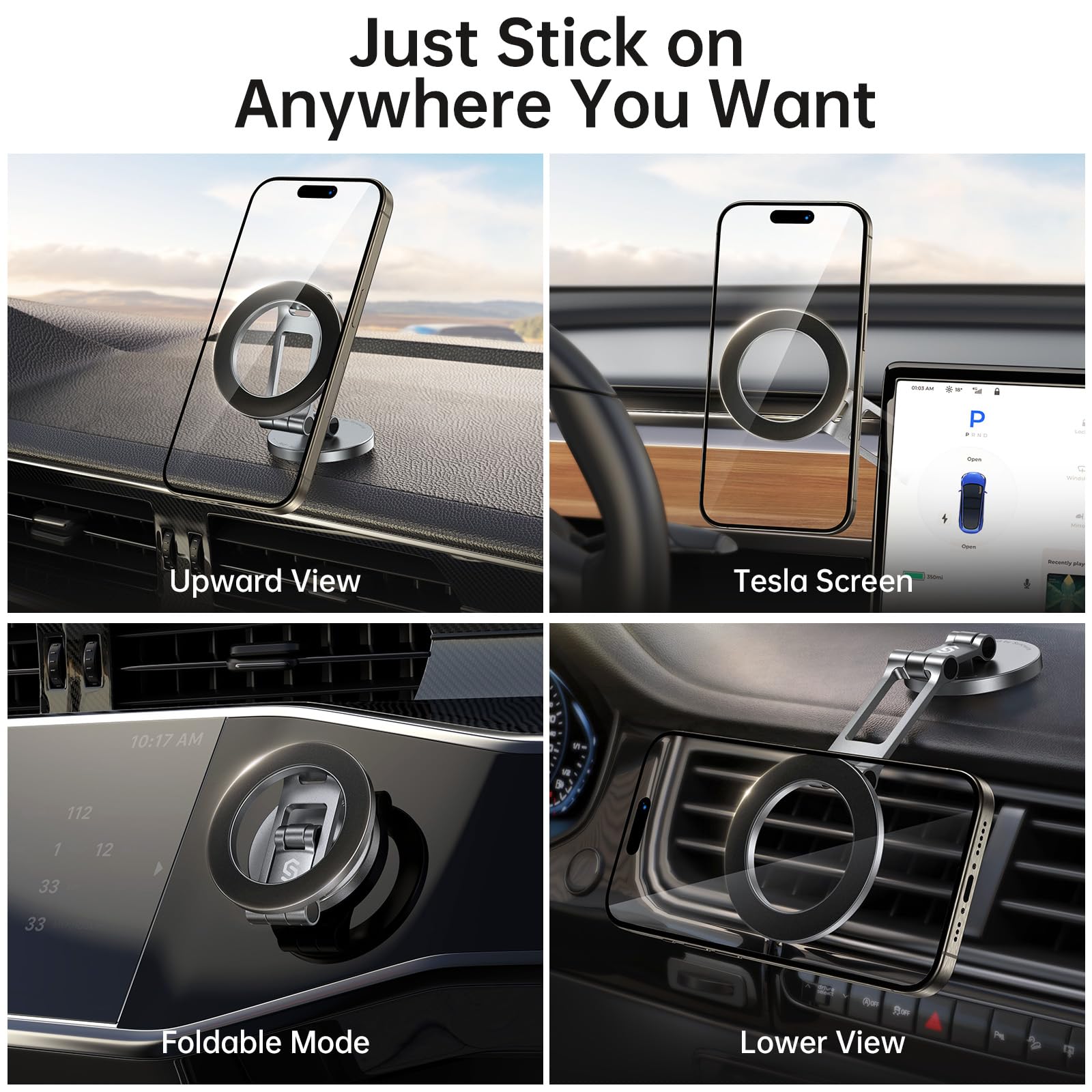Syncwire Fits Magsafe Car Mount, [All Metal] Magnetic Phone Holder For Car, [Flexible Three Axis] 360 Rotation Magnetic Car Moun
