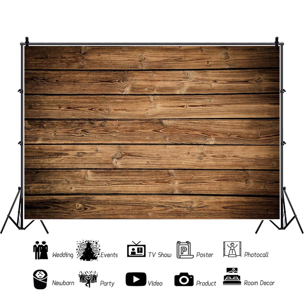 Ofila Wood Backdrop For Photography 8X6Ft Vinyl Brown Wood Backdrop Rustic Wooden Wall Backdrop Country Wood Photo Backdrop Birt