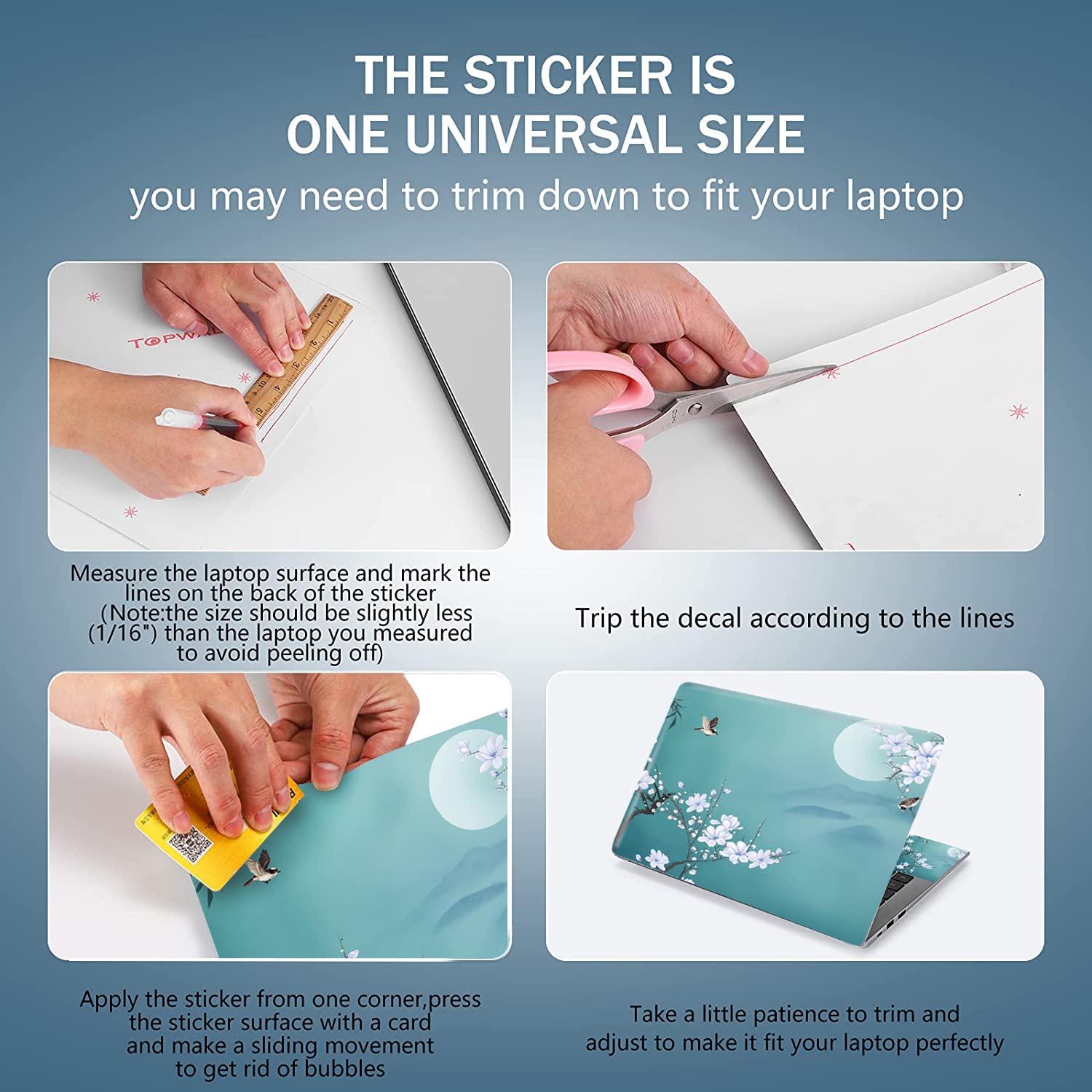 15.4 15.6 Inches Laptop Skin Sticker Universal Netbook Skin Sticker 12.1 13 13.3 14 Inches Reusable Notebook Art Protector By Ao