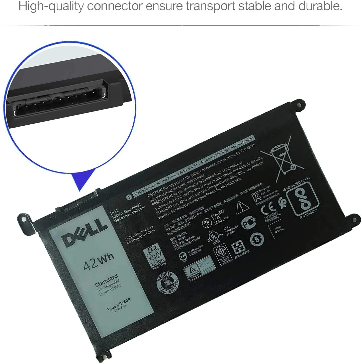 Dell Wdx0R Notebook Battery 11.4V 42Wh For Dell Inspiron 5565 5567 5568 5578 5579 7560 7570 7579 7580 7569 5379 7368 7378 5765 5