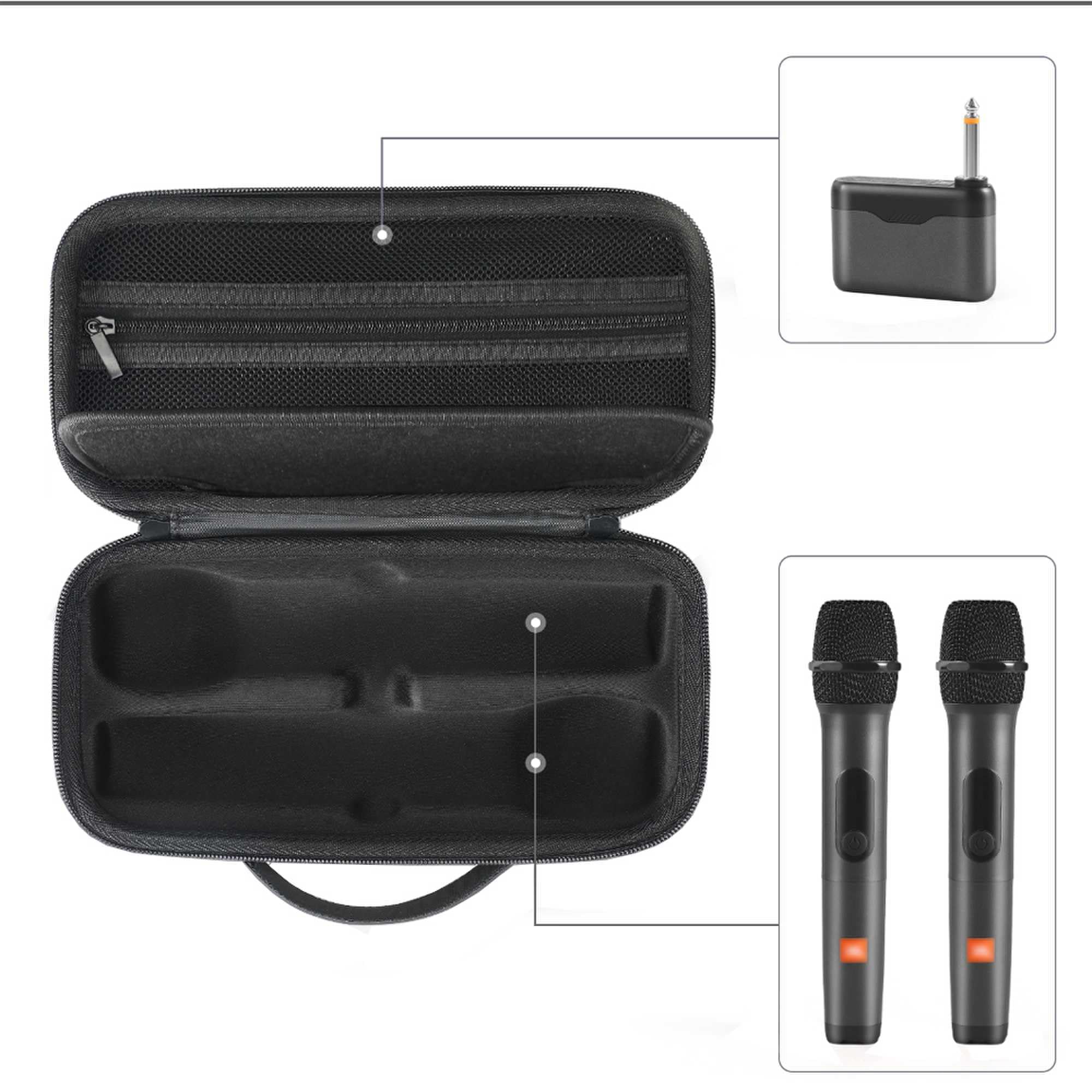 Wireless Microphone Portable Carrying Case Compatible With Jbl Wireless Two Microphone System, Dual Mic Hard Bag Suitable For Tr