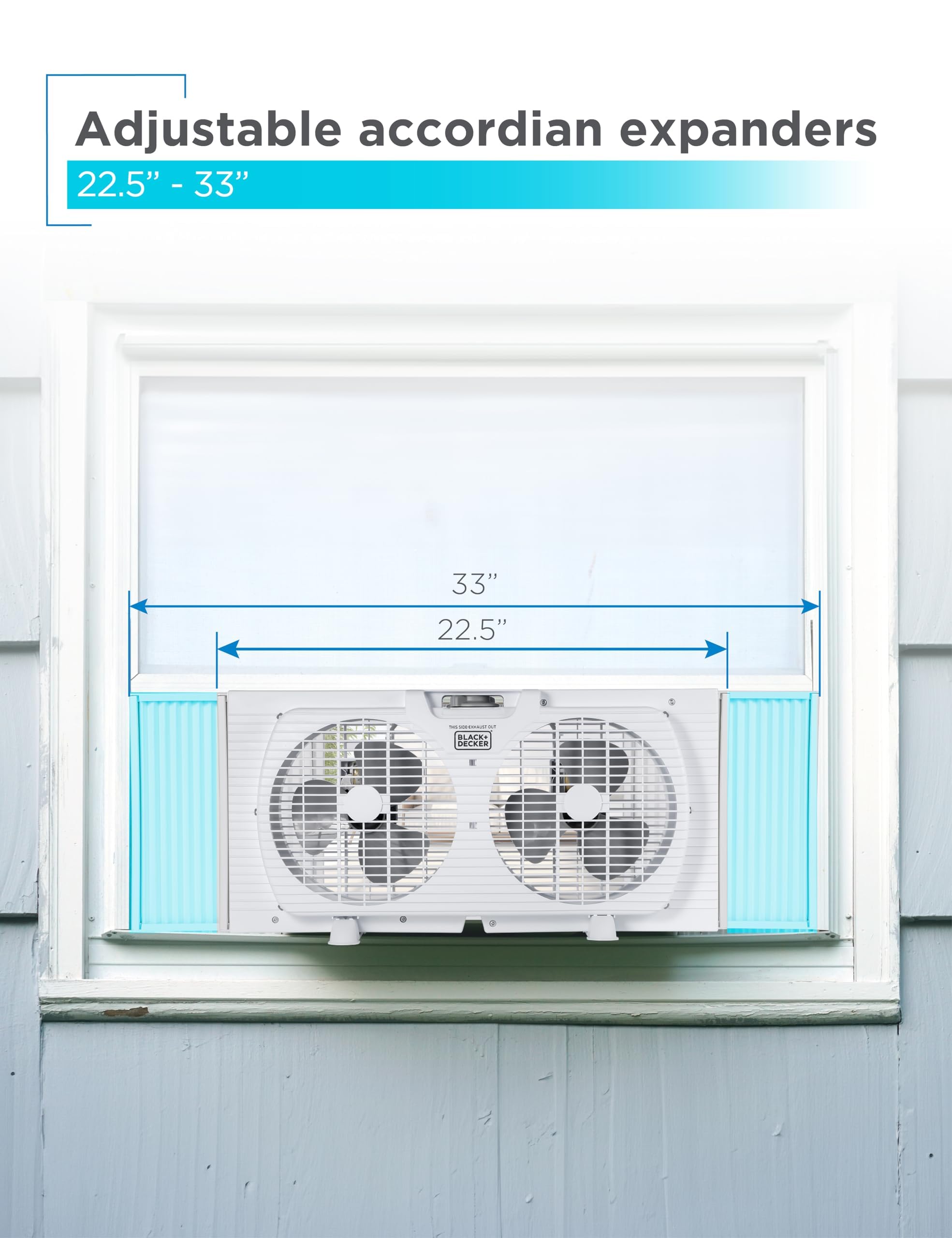 Black+Decker 9'' Dual Window Fan For Window Screen With 2 Speed Settings, Twin Window Fan With Mechanical Controls And Removable