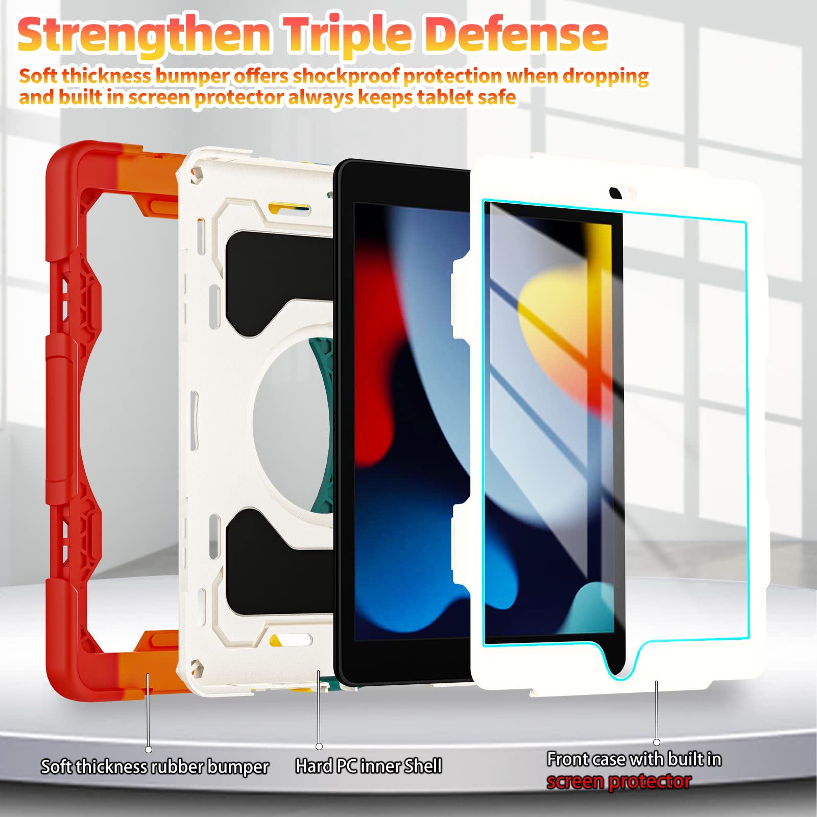 Roiskin For Ipad 10.2 Inch Ipad 9Th 8Th 7Th Generation Case With Screen Protector For Women With 360 Kickstand Shoulder Strap Ha