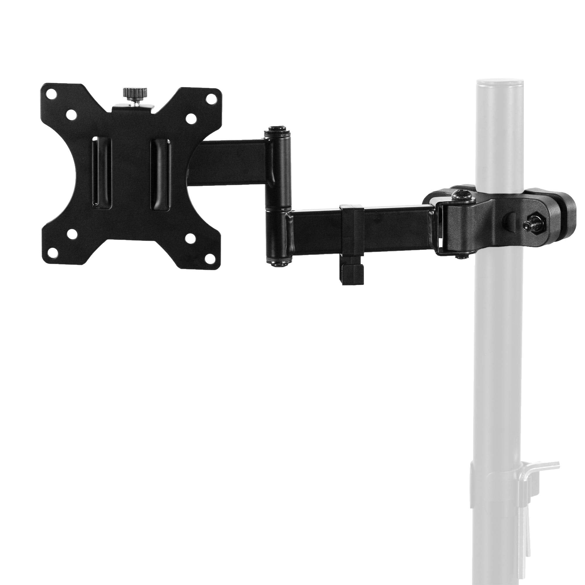 VIVO Steel Universal Full Motion Pole Mount Monitor Arm with Removable 75mm and 100mm VESA Plate, Fits 17 to 32 inch Screens, Black, MOUNT POLE01A