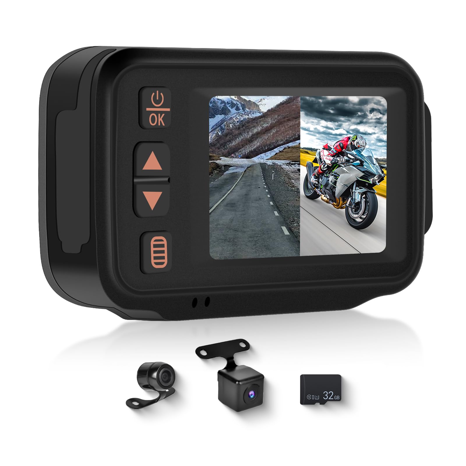 Meteeser Motorcycle Front And Rear Dash Cam,2Inch Touch Screen,1080P Motorbike Camera Dvr Dashcam,G-Sensor,Gps,Loop Recording,Dv