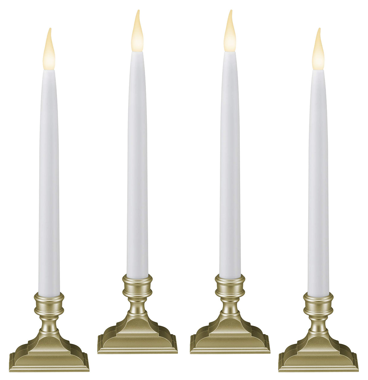 612 Vermont Battery Operated Led Taper Window Candles With Timer (6 On/18 Off), Patented Warm White Dual Led Flicker Flame, Vt 1