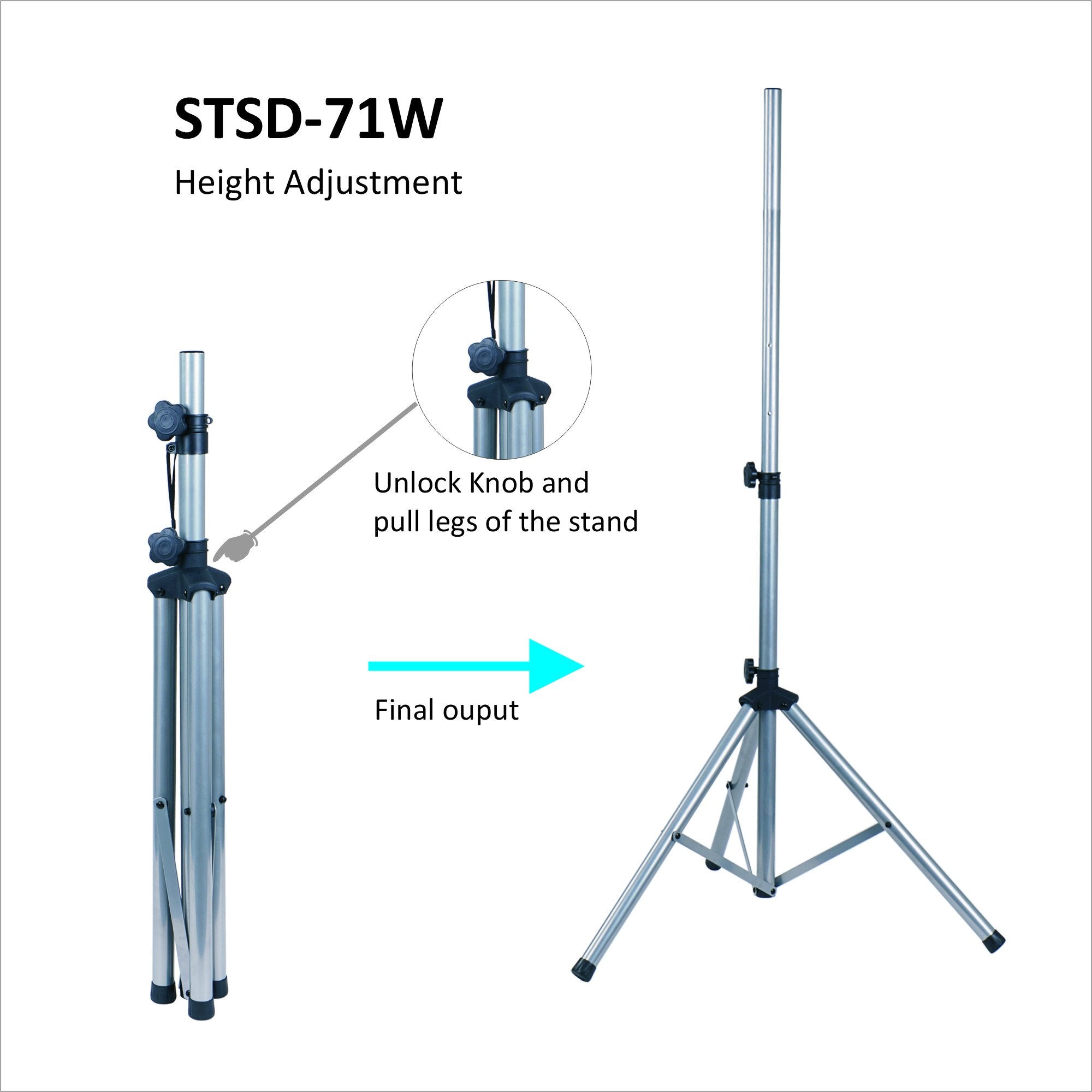 Sound Town 2-Pack Universal Tripod Speaker Stands With Adjustable Height, 35Mm Compatible Insert, Locking Knob And Shaft Pin, Si