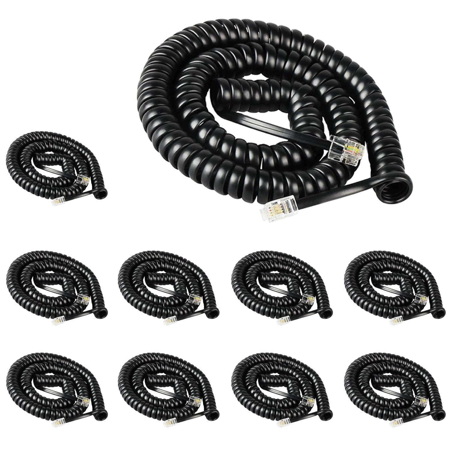 Lativu Phone Cord For Landline, 10 Pack Telephone Cord, Phone Line Cord 4.5 Ft Uncoiled (0.72 Ft Coiled), Rj9 4P4C Phone Handset