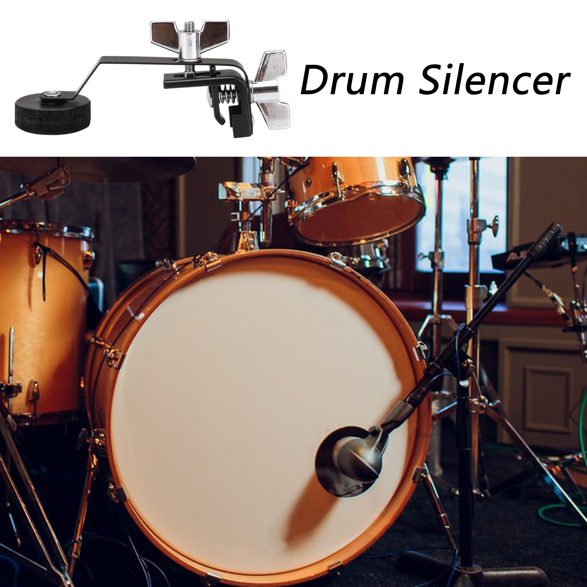 Lovermusic 2Pcs Metal Drum Damper Mute Silencer Muffler Clamp On Tone Control For Snares Tom Drum Accessories Black