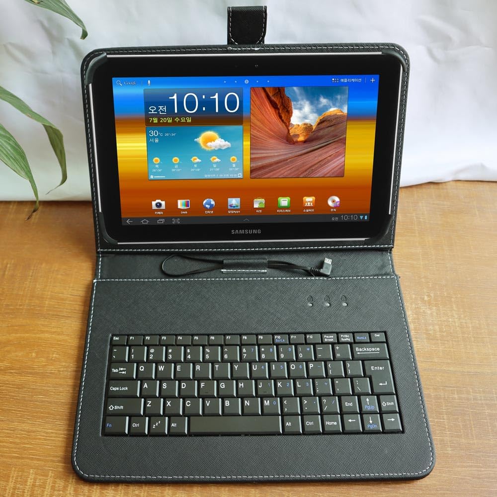 Universal Keyboard Pu Leather Case Cover For 9Inch 10.1Inch 9',10.1' 10.8� Tablet Pc With Micro Usb Qwerty External Keyboard Compatible With Samsung Galaxy/Lenovo Tab Android Tablet