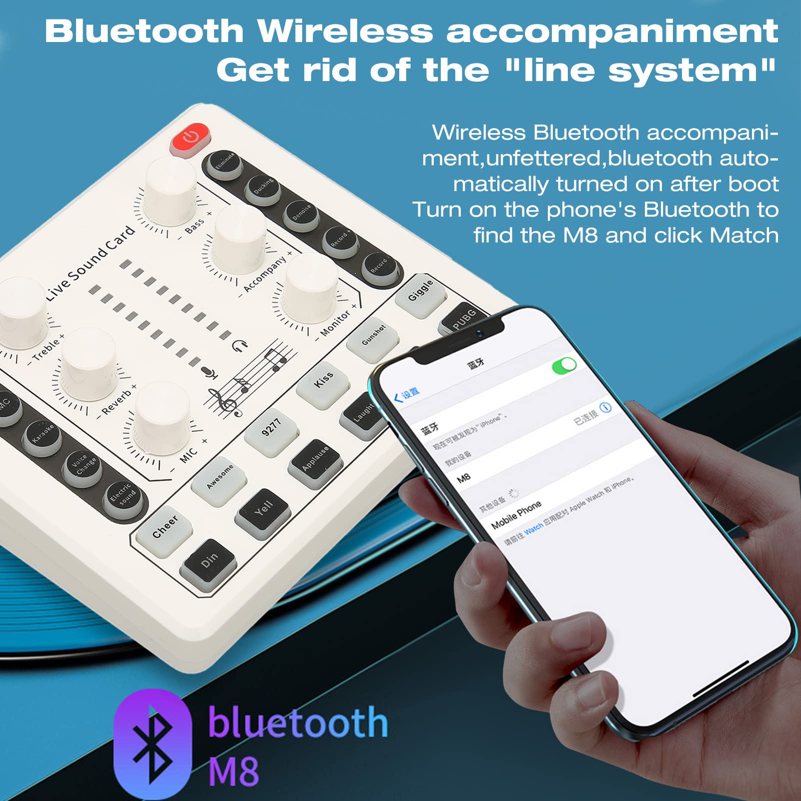 Live Sound Card, Mini Sound Mixer Board For Live Streaming, Podcast Microphone Sound Card With Multiple Sound Effects, Pc Extern