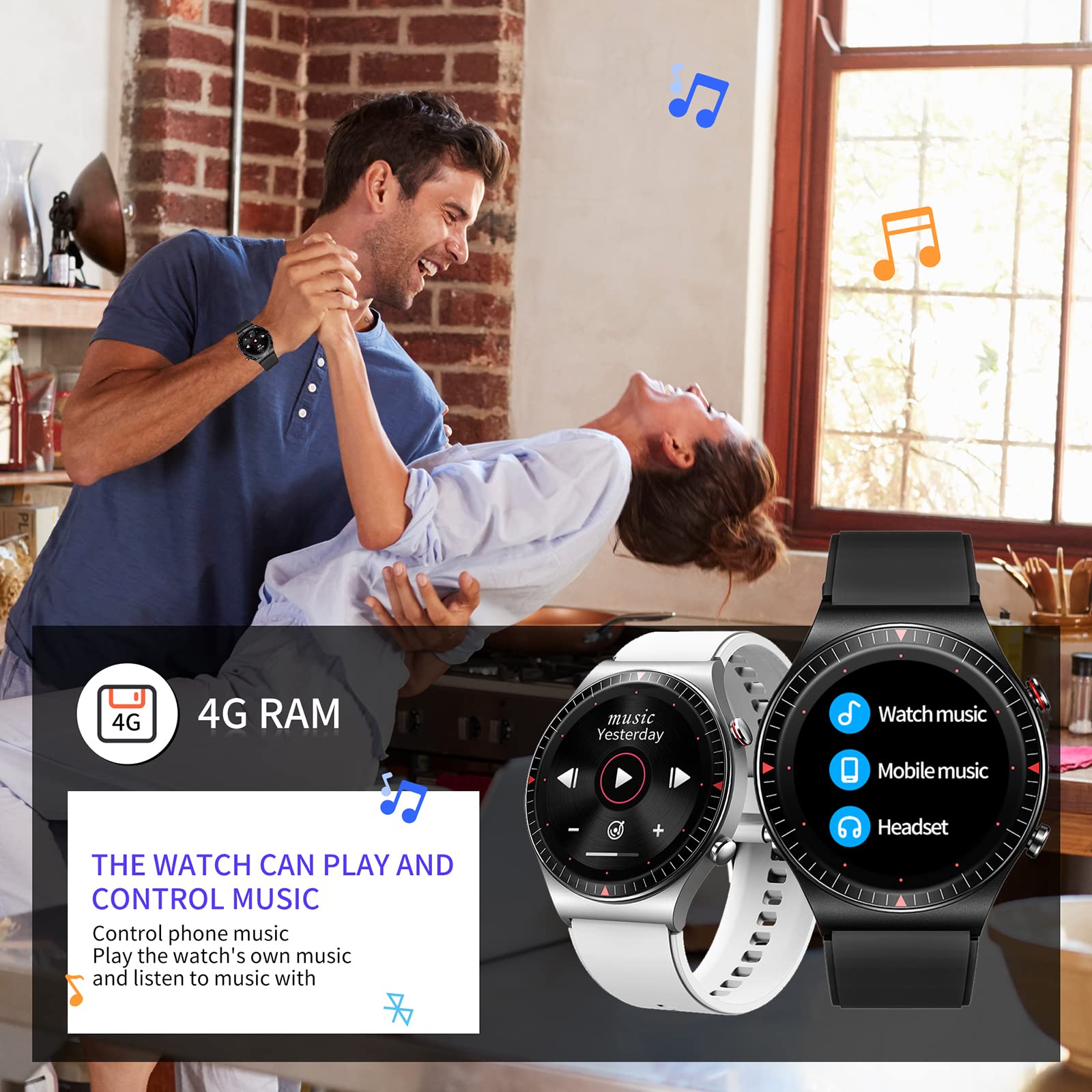 Cattle Herder Smart Watch, Bluetooth Call Fitness Watch Full Touch Screen Activity Tracker Waterproof Music Fitness Tracker For