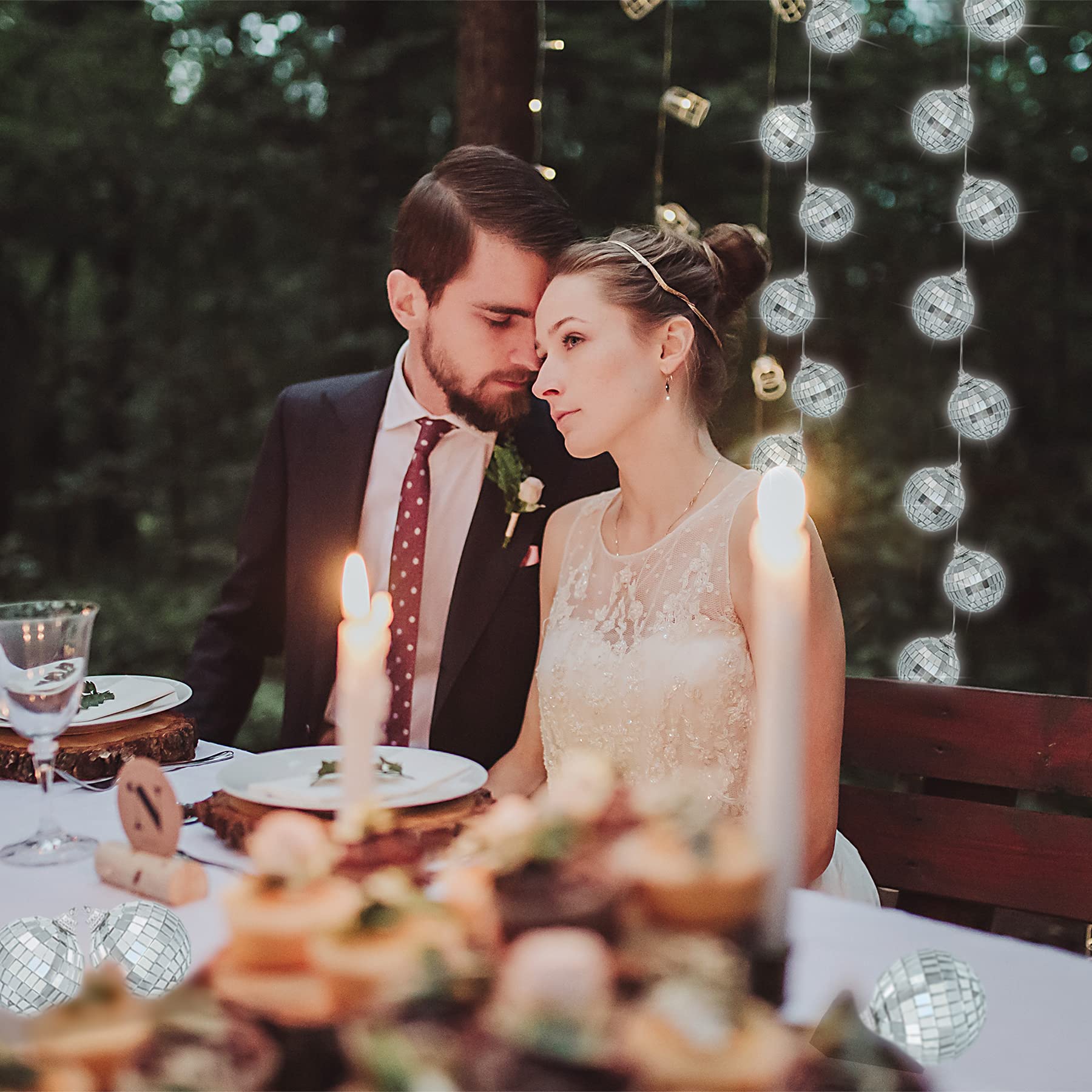 Gondiane 12 Pcs 2 Inches Disco Ball Ornaments Silver Mirror Balls For Christmas Tree Wedding Party Decoration