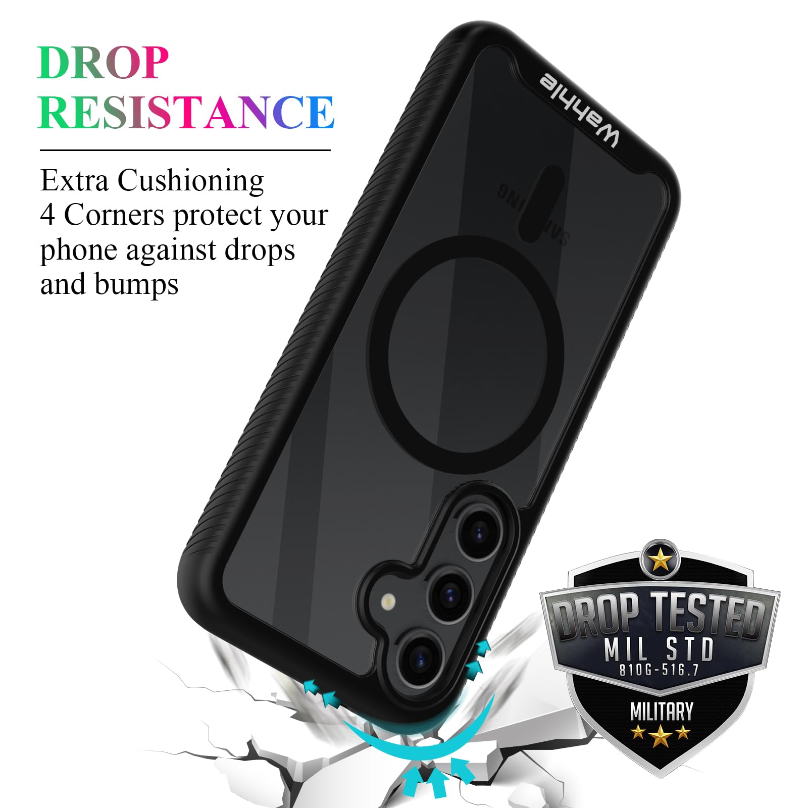 Wahhle Compatible With Samsung Galaxy S24+ Plus Case, Magnetic Wireless Charging Built In Screen Protector Full Body Shockproof