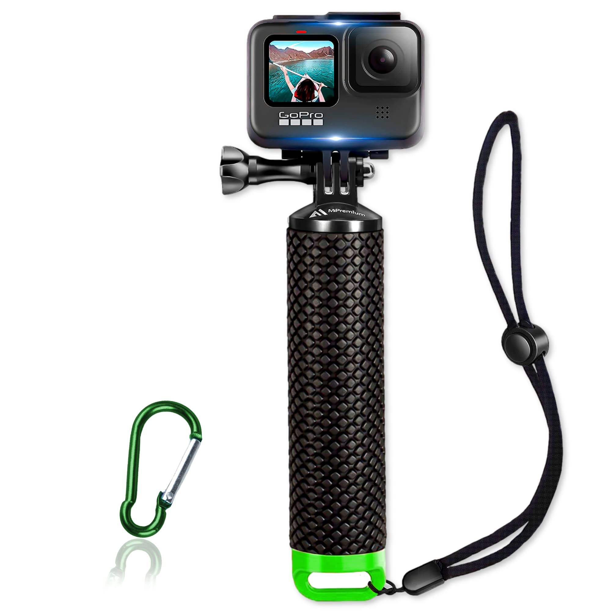 Waterproof Floating Hand Grip Compatible With Gopro Hero 12 11 10 9 8 7 6 5 4 3+ 2 1 Session Black Silver Camera Handler & Handle Mount Accessories Kit For Water Sport And Action Cameras (Green)